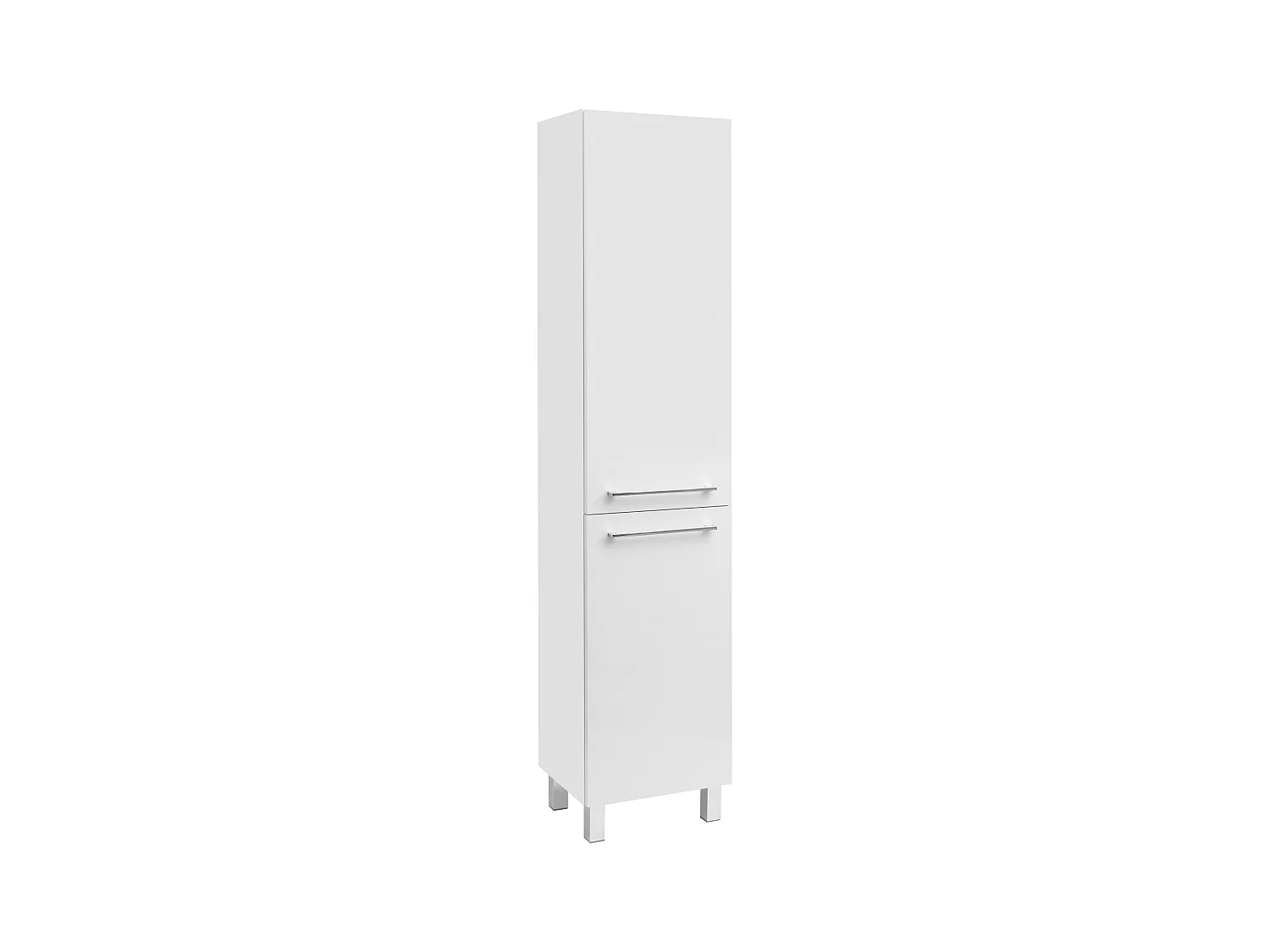Armoire de salle de bain colonne haute 35 cm 2 portes blanc brillant Sol blanc