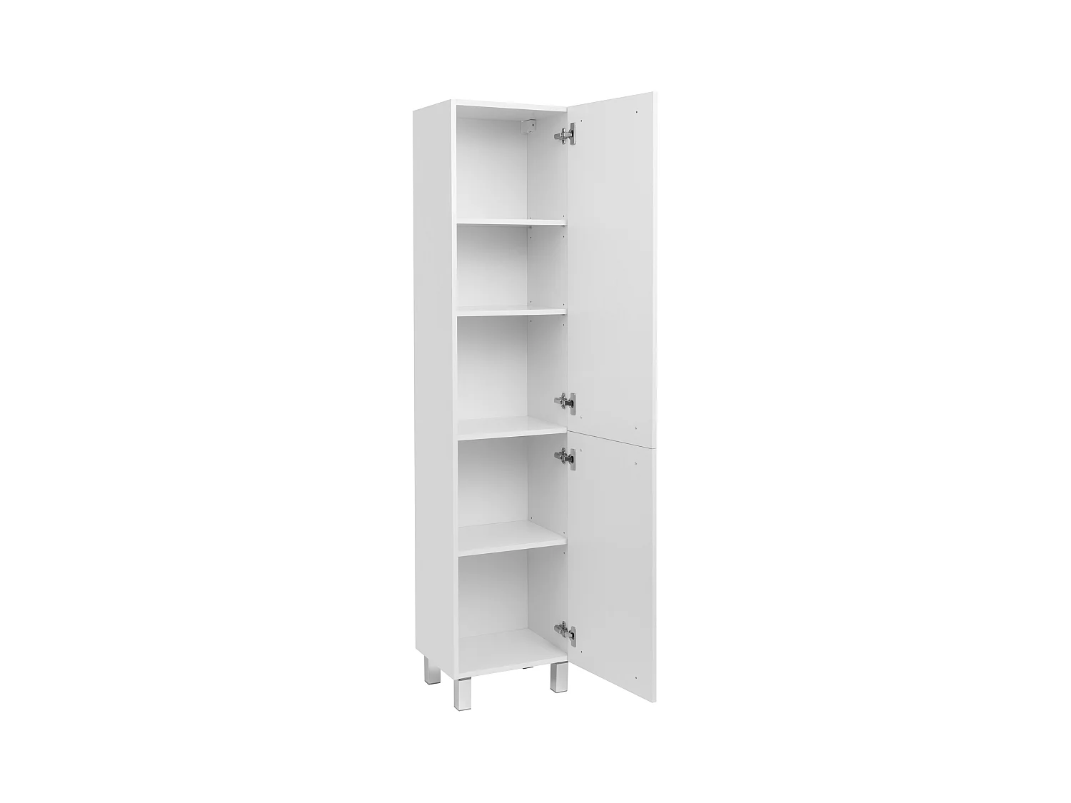 Armoire de salle de bain colonne haute 35 cm 2 portes blanc brillant Sol blanc