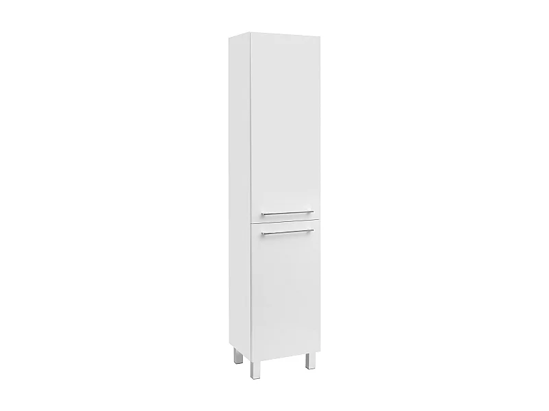 Badezimmerschrank Hochschrank 35cm 2 Türen Weiß glänzend Sol Weiß