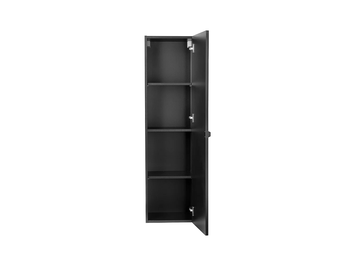 Armoire de salle de bain rainurée Colonne haute 1 porte Noir mat Amy