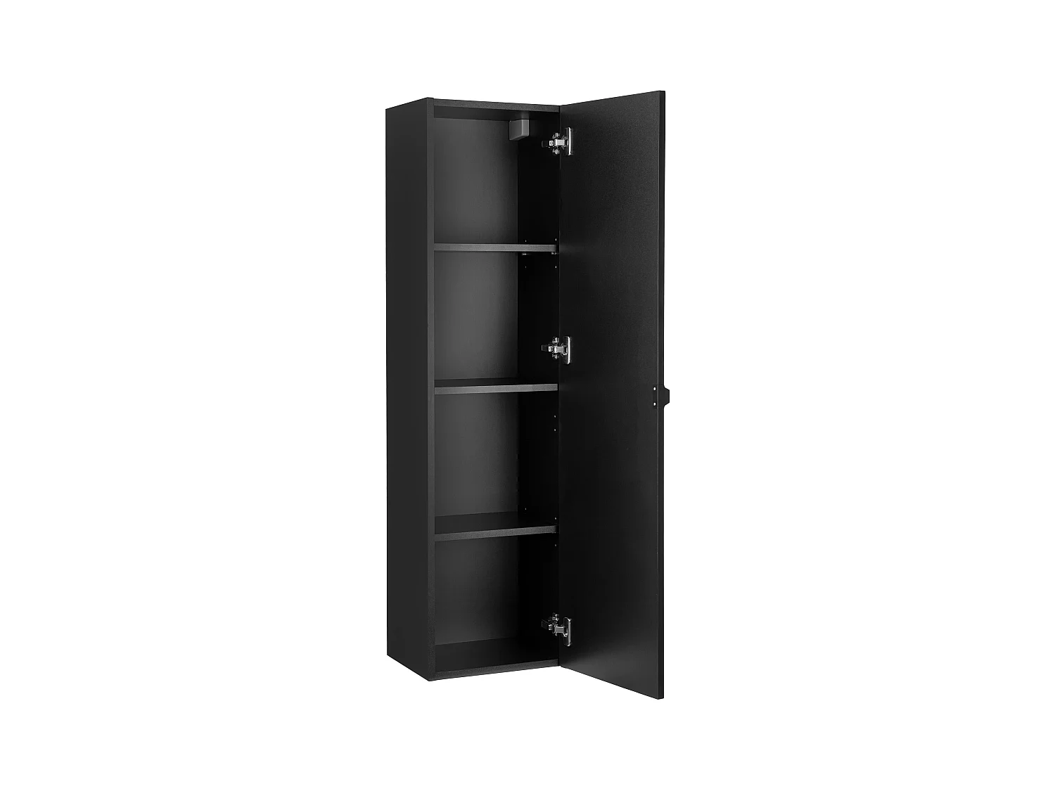 Armoire de salle de bain rainurée Colonne haute 1 porte Noir mat Amy