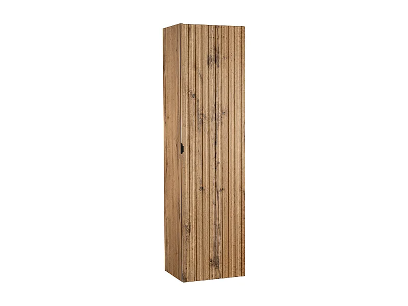 Armoire de salle de bain rainurée Colonne haute 1 porte Chêne Wotan Amy