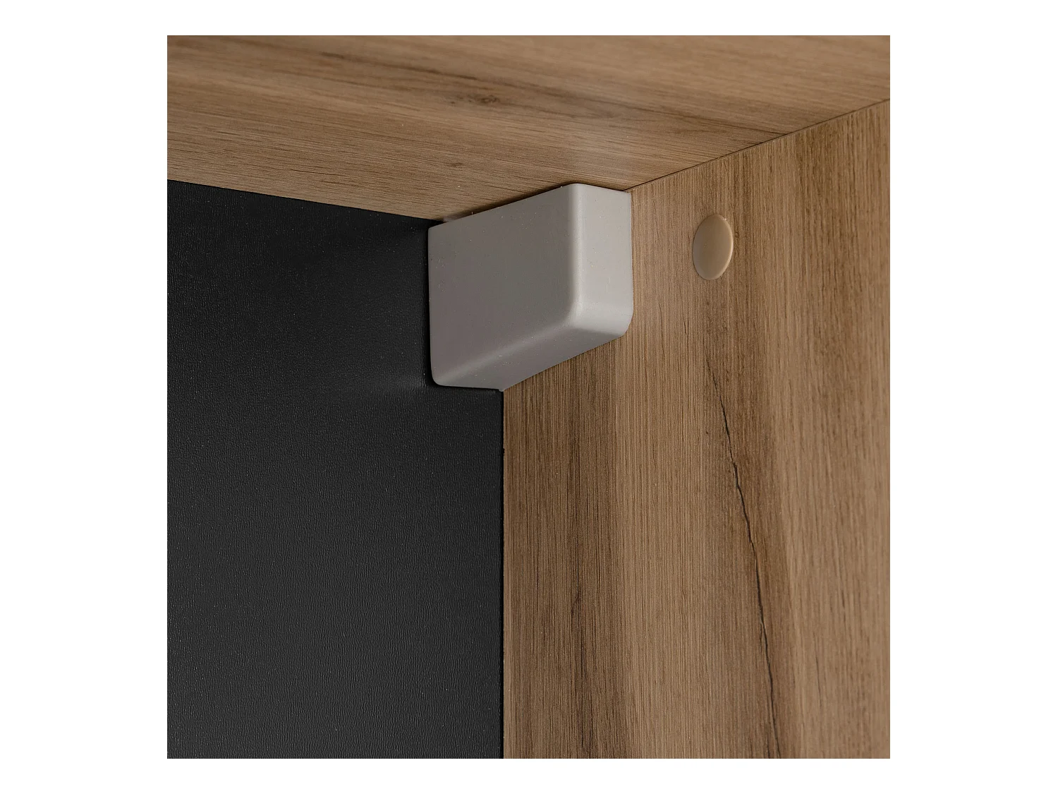 Armoire de salle de bain sur pied, colonne haute, 3 portes, chêne Wotan / noir mat Alma