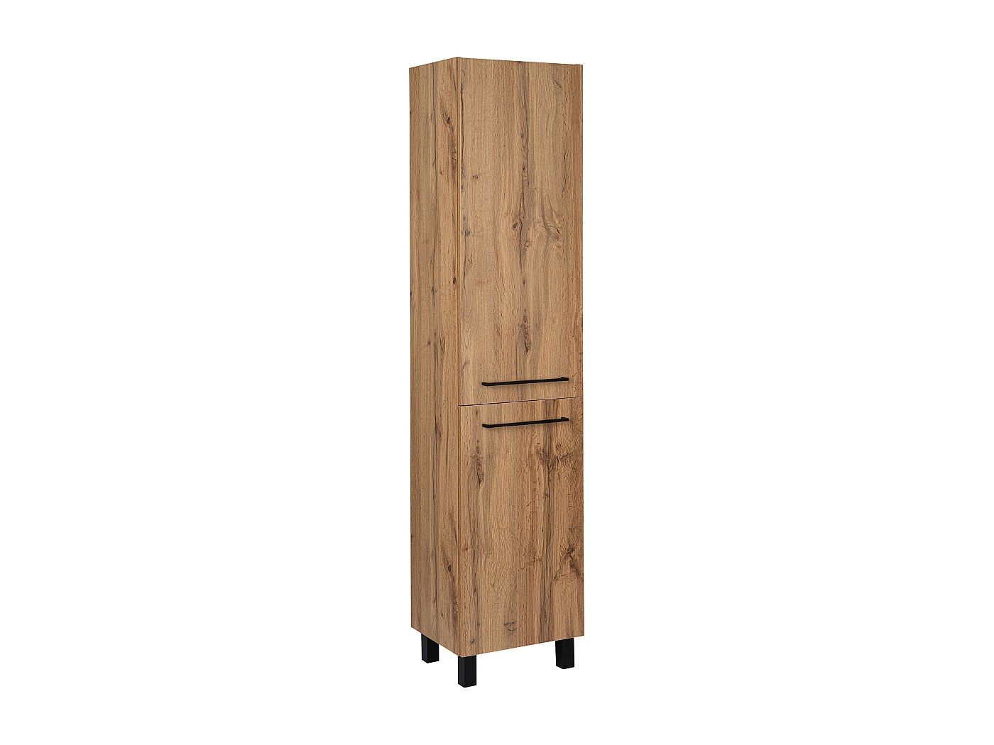 BDW - Uitschuifbare toiletkast - Hoge toiletkast - 170x40x30 cm - 3 deuren met handgrepen, ruime planken in het midden, deuropening naar keuze - Antraciet/Artisan eiken