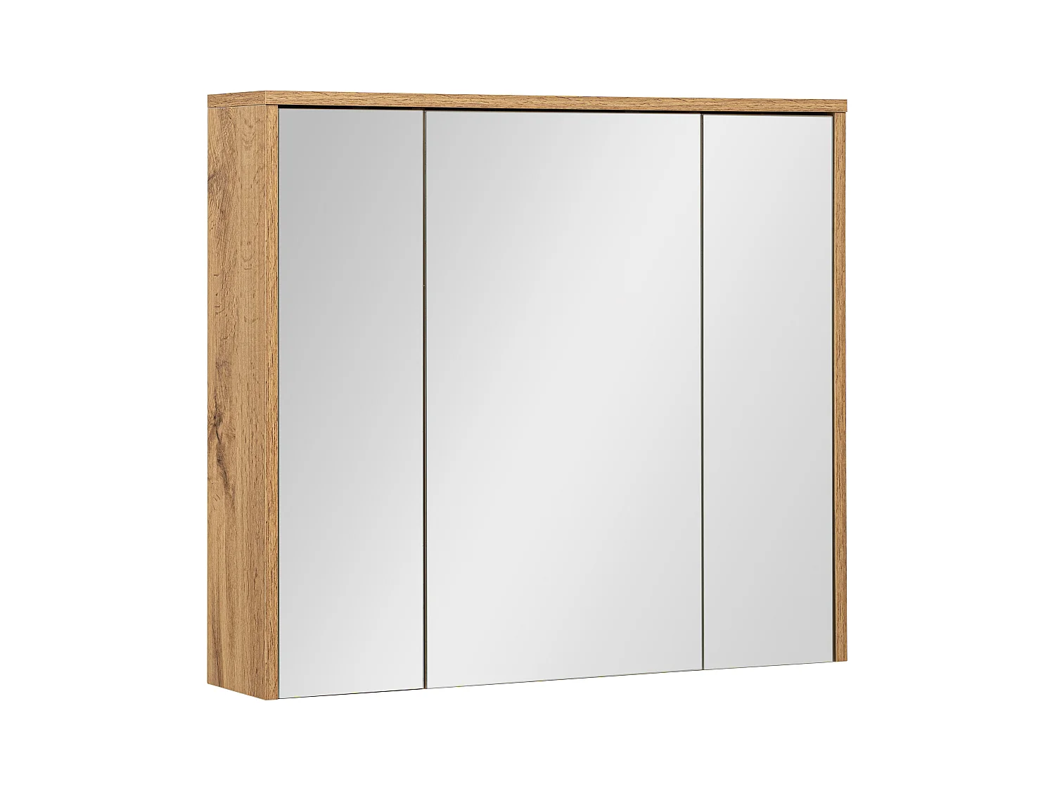Armoire de salle de bain avec miroir 80 cm, 3 portes, chêne Wotan Vivien