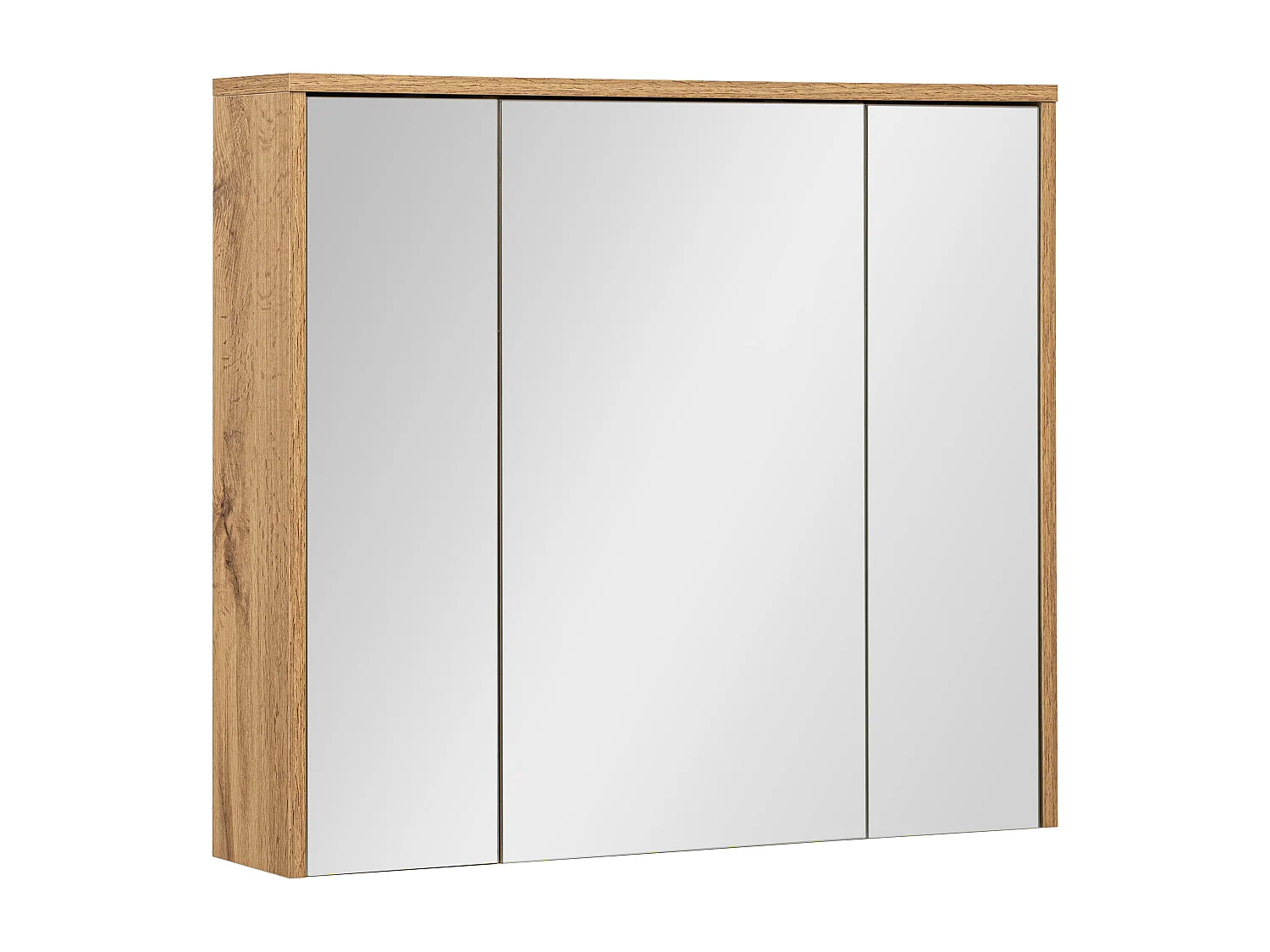 Armoire de salle de bain avec miroir 80 cm, 3 portes, chêne Wotan Vivien