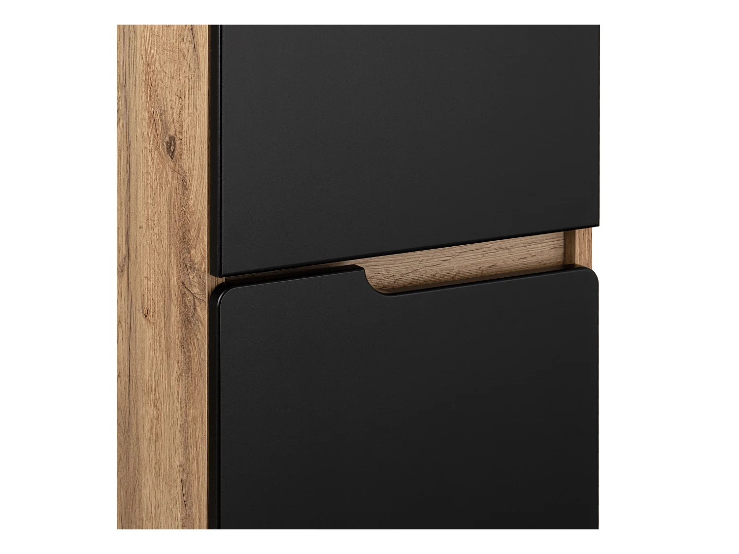 Badezimmerschrank Stehendes Semi-Shelf 2 Tür Eiche Wotan / Schwarz Matt Alma