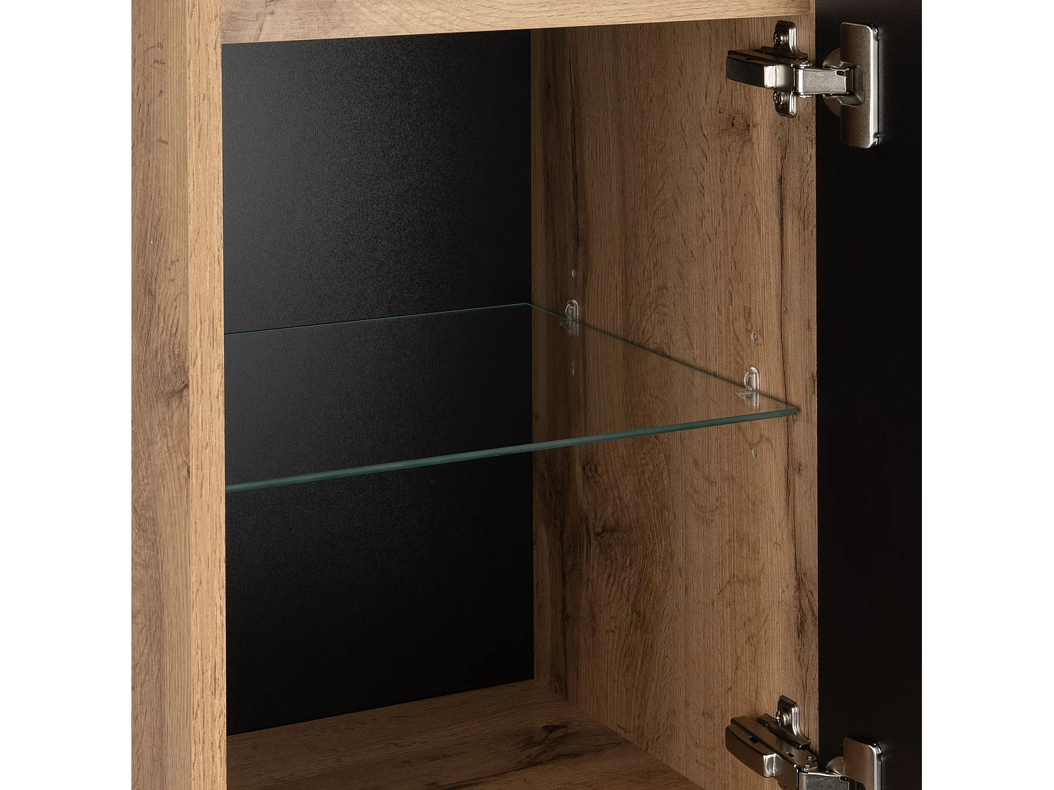 Armoire de salle de bain sur pied demi-colonne 2 portes chêne Wotan / noir mat Alma