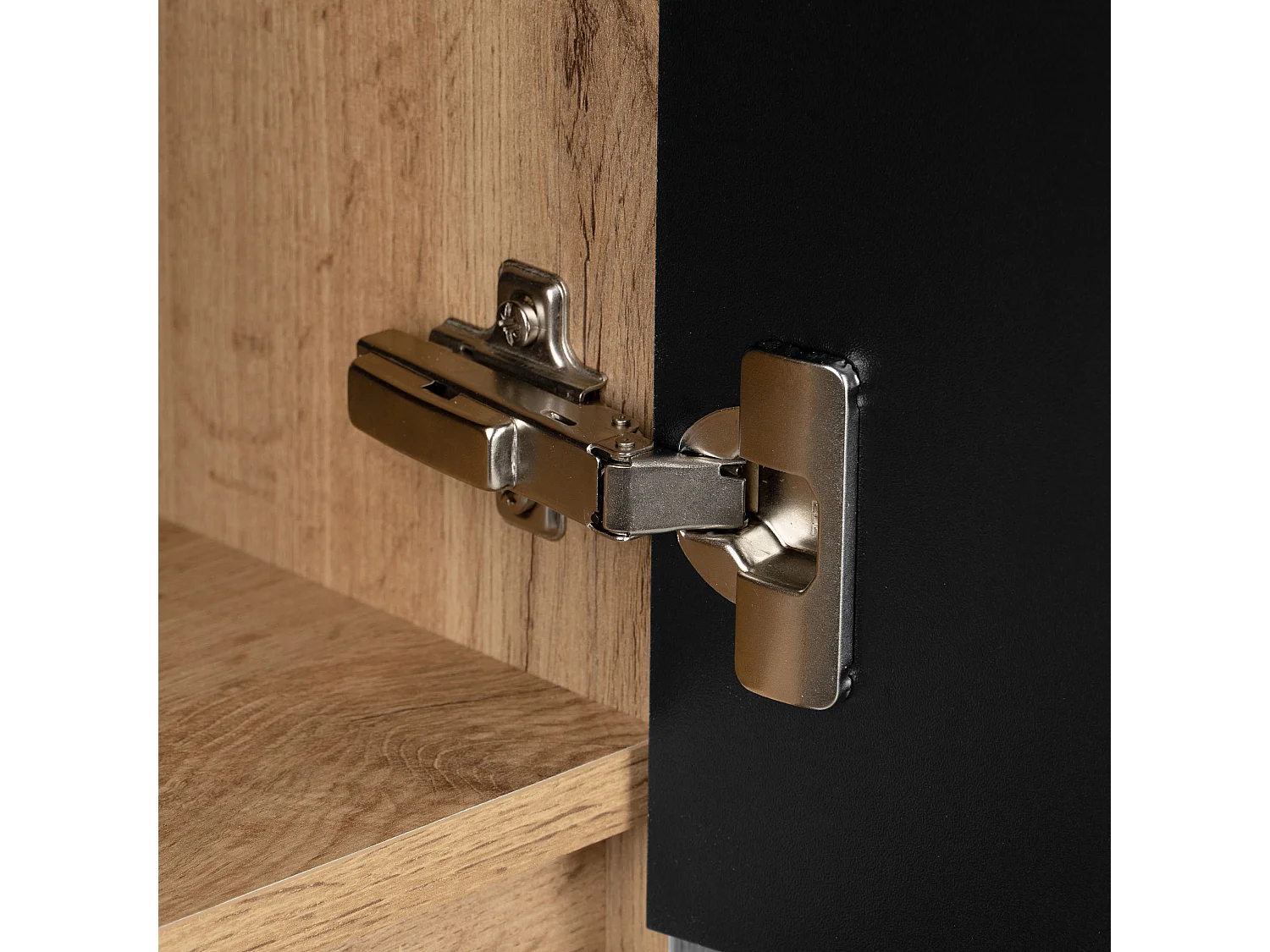 Armoire de salle de bain sur pied demi-colonne 2 portes chêne Wotan / noir mat Alma