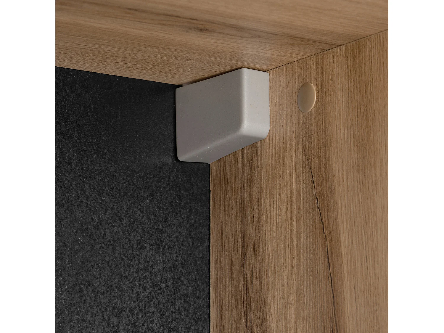 Armoire de salle de bain sur pied demi-colonne 2 portes chêne Wotan / noir mat Alma