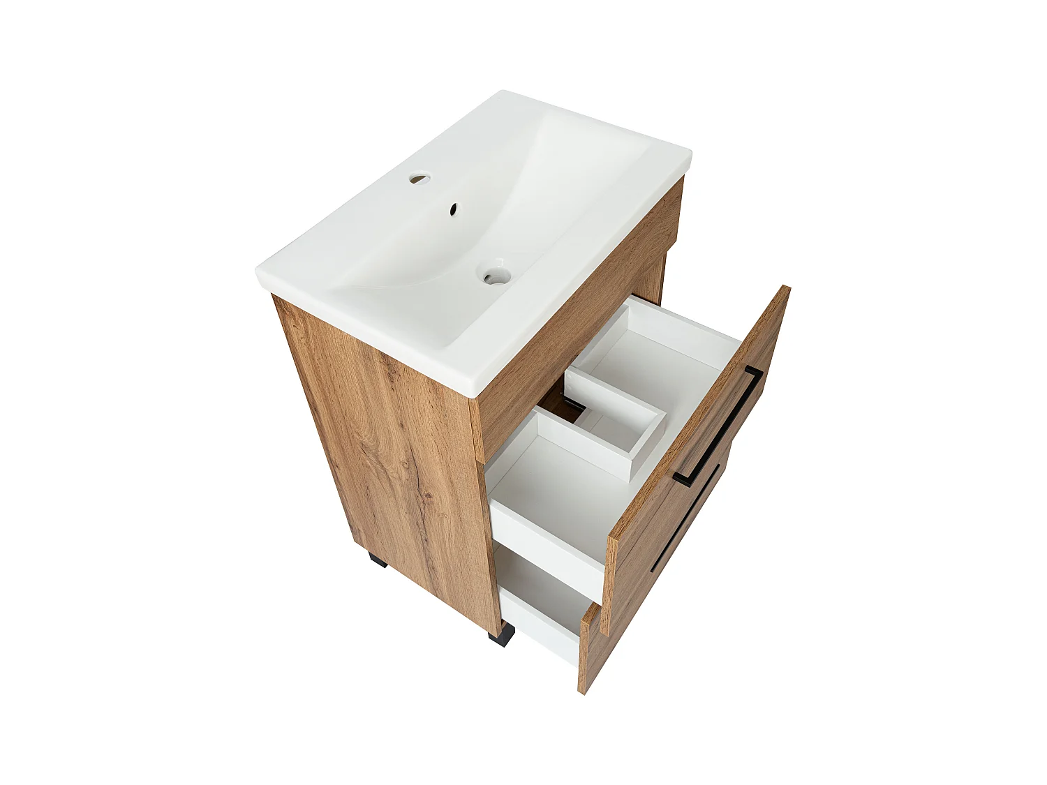 Ensemble de salle de bain 60 cm Chêne Wotan Meuble avec lavabo Colonne haute Sol