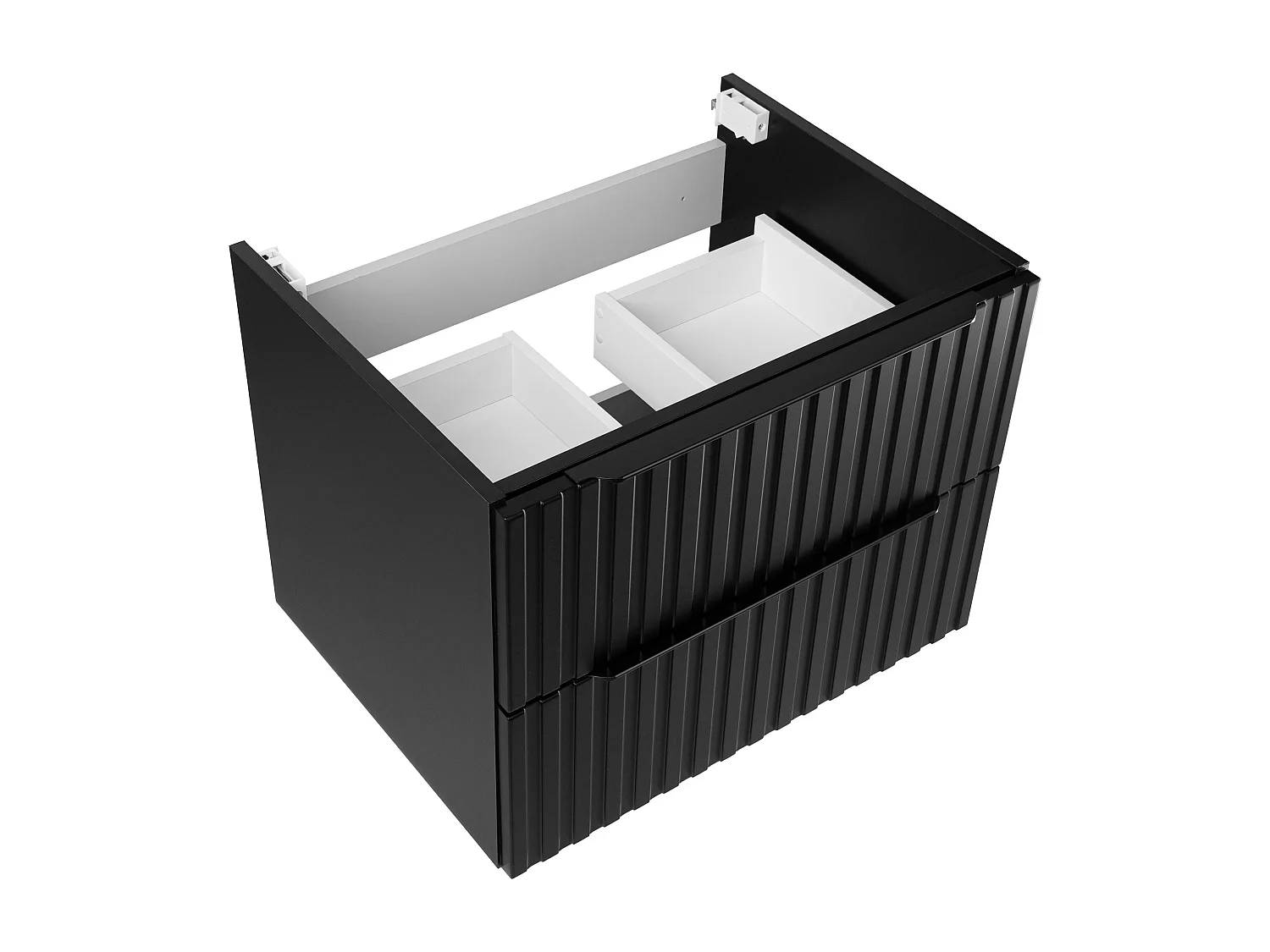 Ensemble de salle de bain 60 cm Façades rainurées Noir Amy Armoire avec miroir