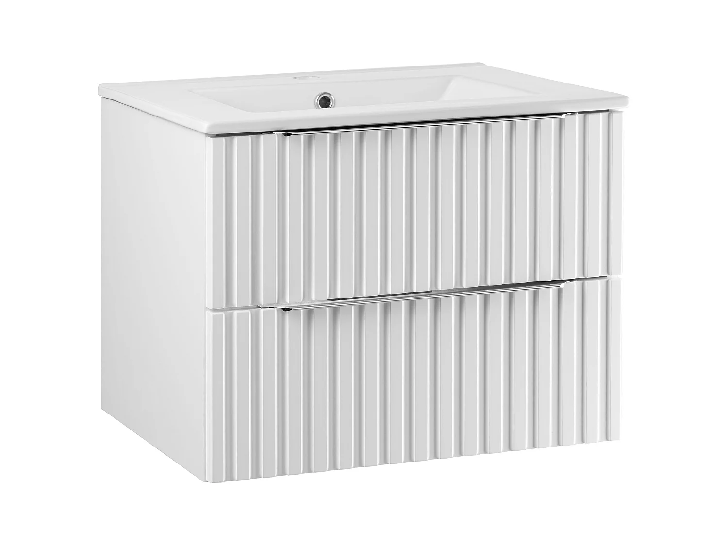 Ensemble de salle de bain rainuré 60 cm Meuble avec lavabo Blanc mat Amy