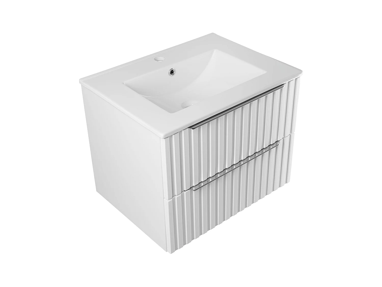 Ensemble de salle de bain rainuré 60 cm Meuble avec lavabo Blanc mat Amy