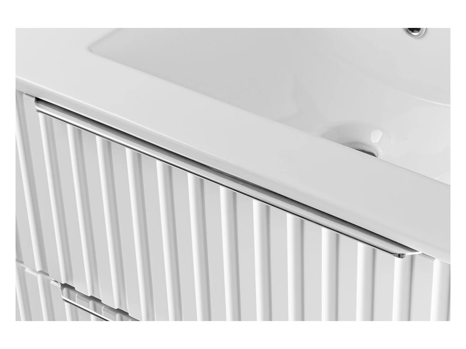 Ensemble de salle de bain rainuré 60 cm Meuble avec lavabo Blanc mat Amy