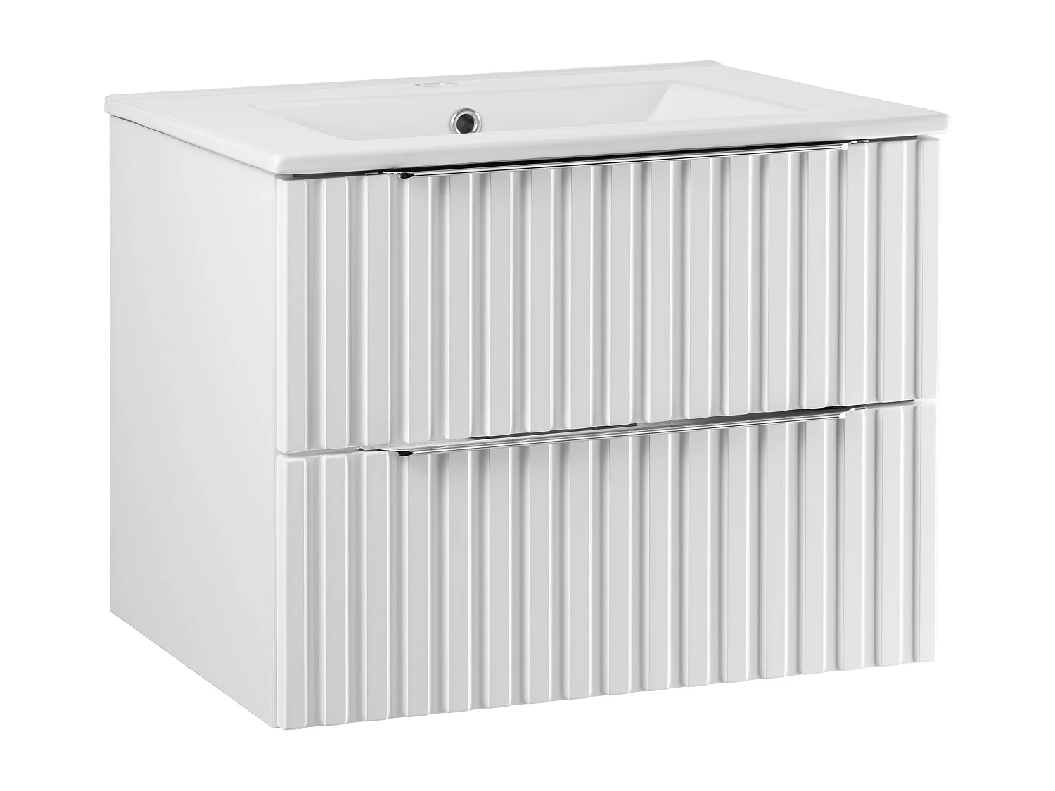 Ensemble de salle de bain rainuré 60 cm Meuble avec lavabo Blanc mat Amy