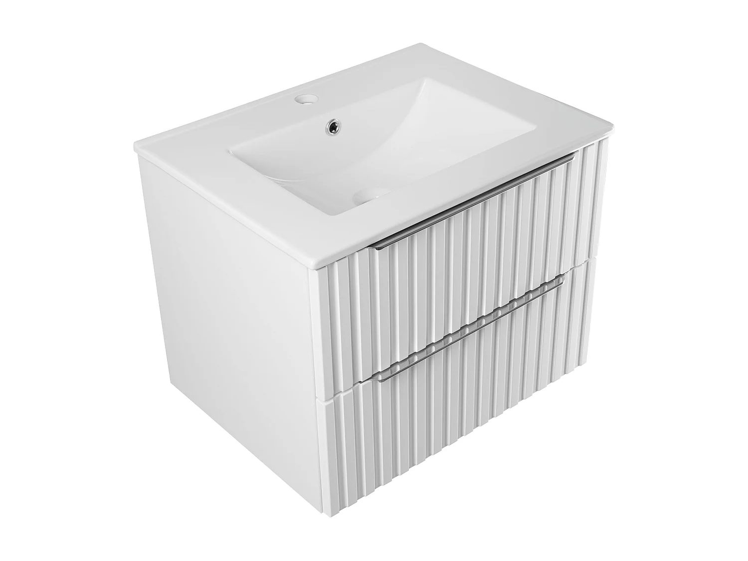 Ensemble de salle de bain rainuré 60 cm Meuble avec lavabo Blanc mat Amy
