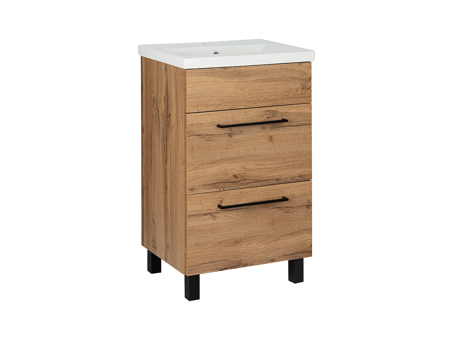 Badezimmerset 50cm Stehschrank mit Waschbecken Eiche Wotan Sol Wotan