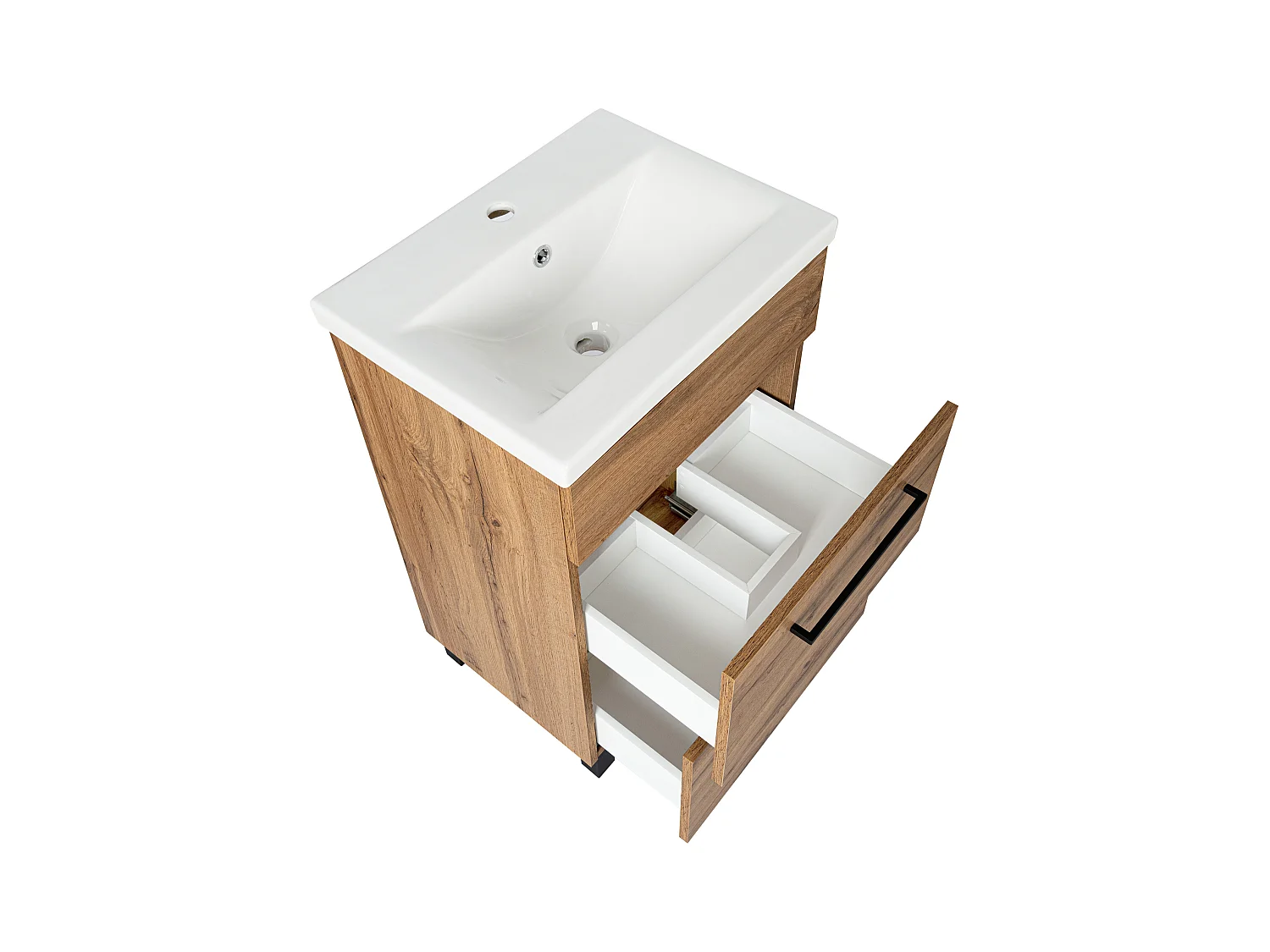 Badezimmerset 50cm Stehschrank mit Waschbecken Eiche Wotan Sol Wotan