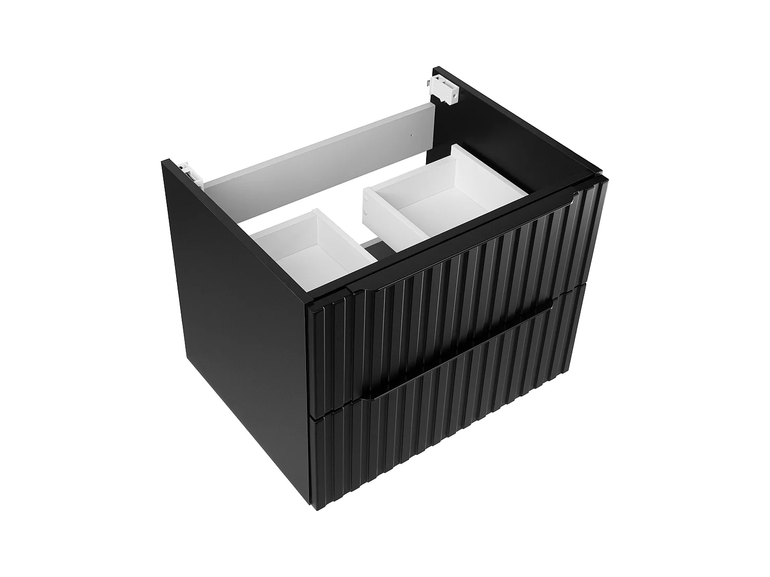 Geriffeltes Badezimmerset 60cm Schrank mit Waschbecken Schwarz Matte Amy