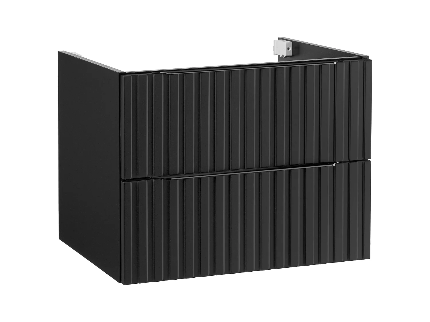 Geriffeltes Badezimmerset 60cm Schrank mit Waschbecken Schwarz Matte Amy