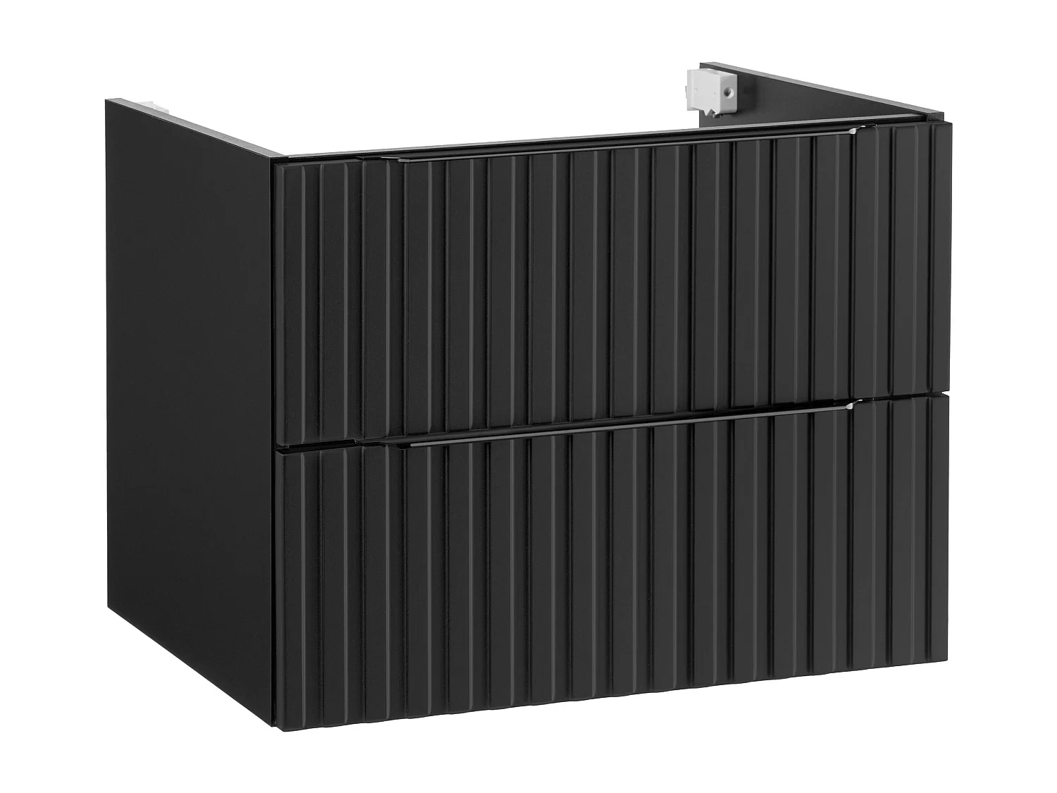 Geriffeltes Badezimmerset 60cm Schrank mit Waschbecken Schwarz Matte Amy