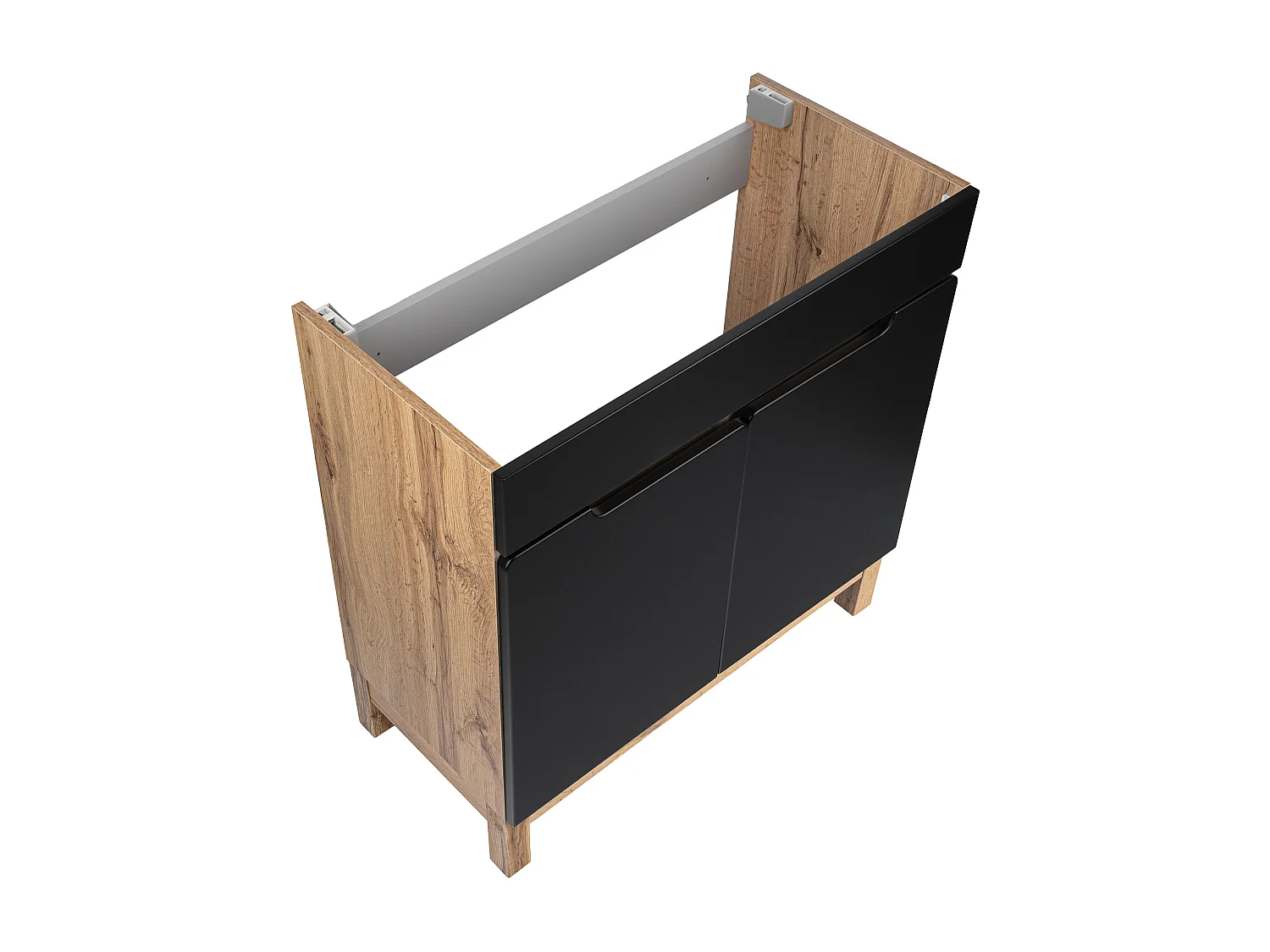 Badkamerset 80 cm Alma Kolom Halve kolom Eiken Wotan / Mat zwart