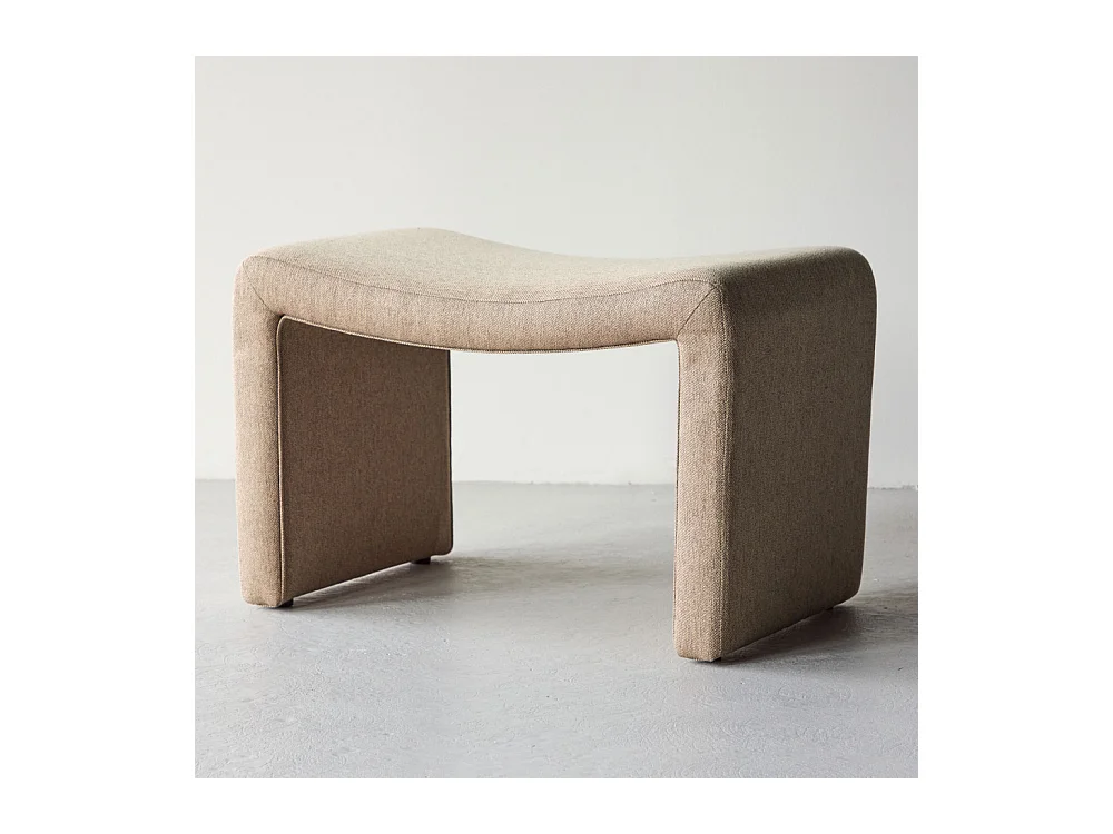 Pouf Design Effet Lin "Bonn" 70cm Marron