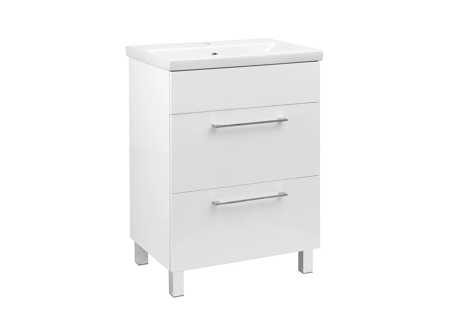 Witte badkamerset 50 cm Kast met wastafel Kolom Sol