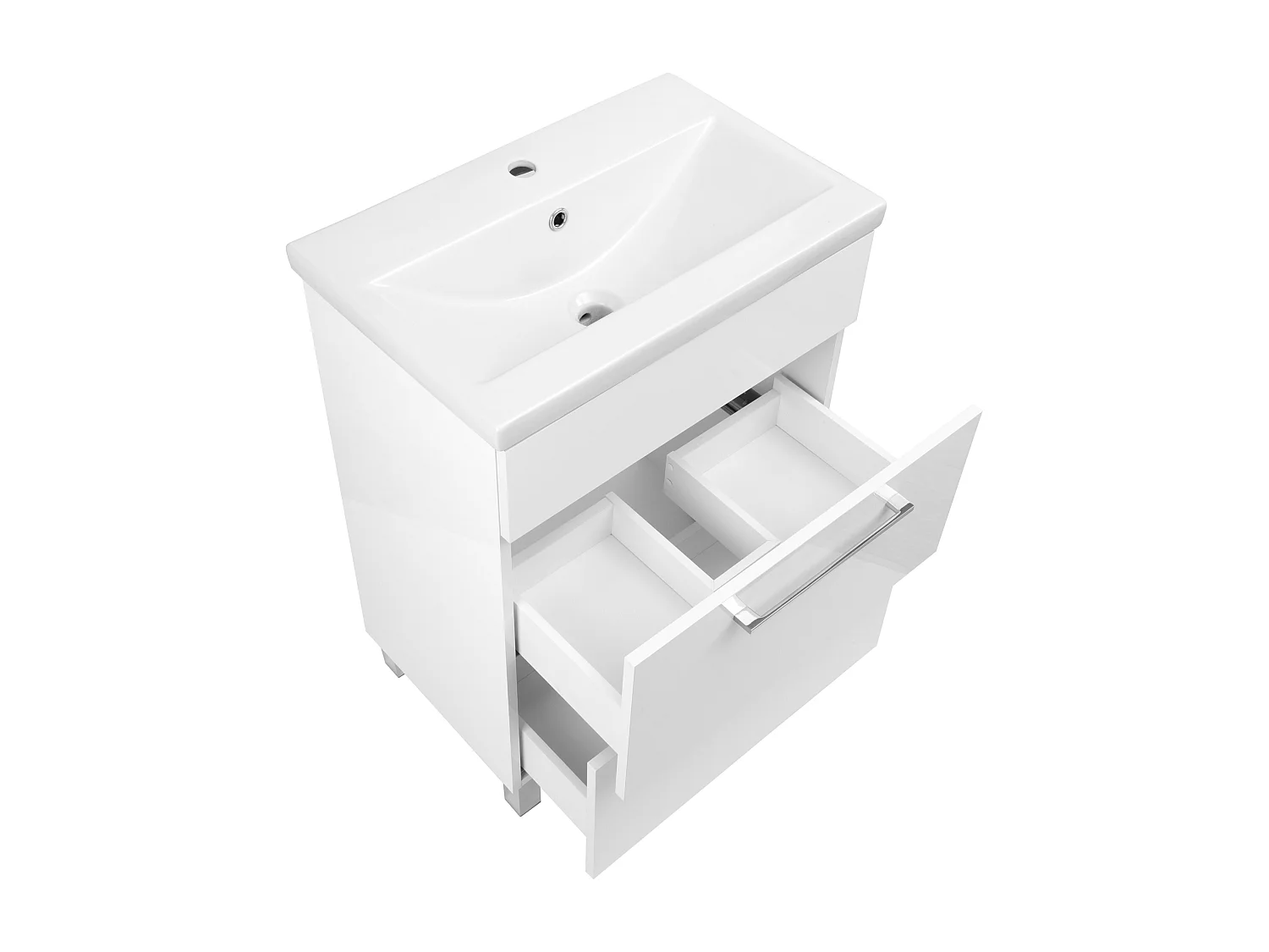 Witte badkamerset 50 cm Kast met wastafel Kolom Sol