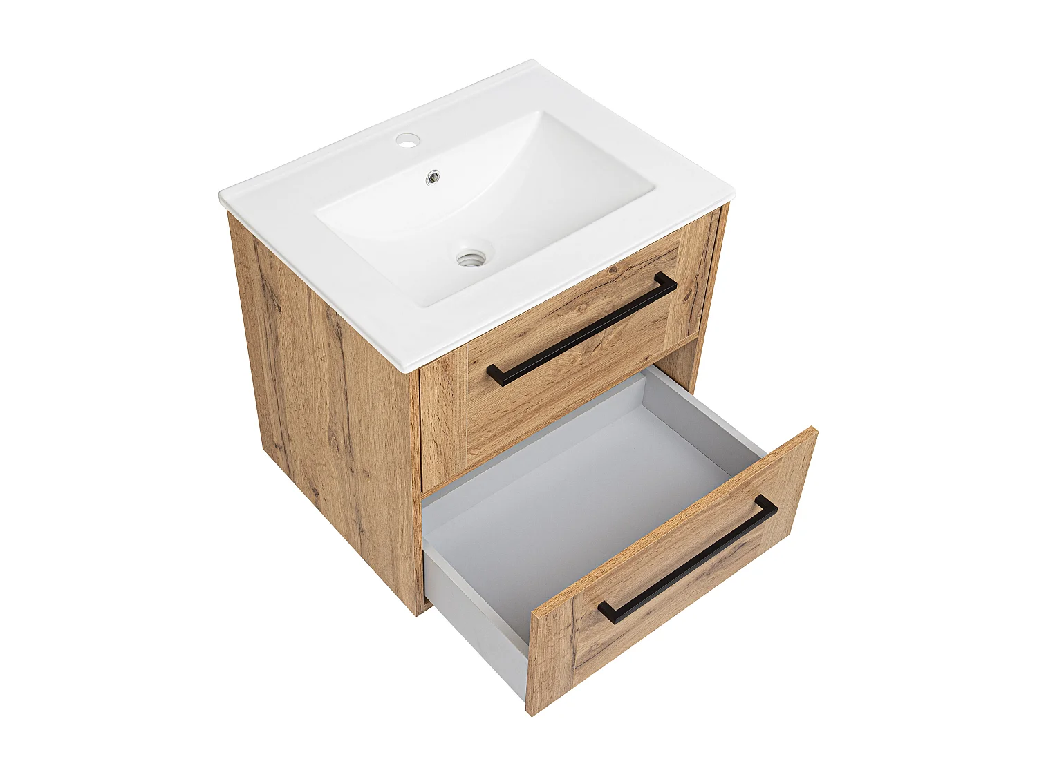 Badezimmerset 60cm Vivien Eiche Wotan Hochschrank Schrank mit Spiegel