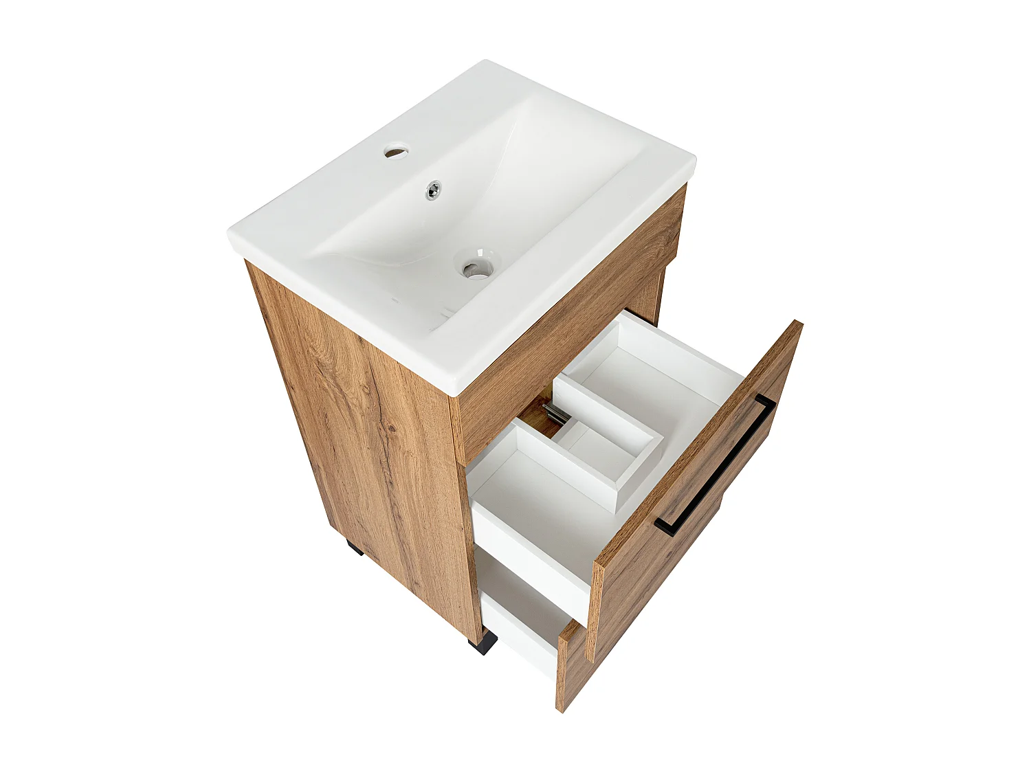 Ensemble de salle de bain 50 cm Chêne Wotan Meuble avec lavabo Colonne haute Meuble avec miroir Sol