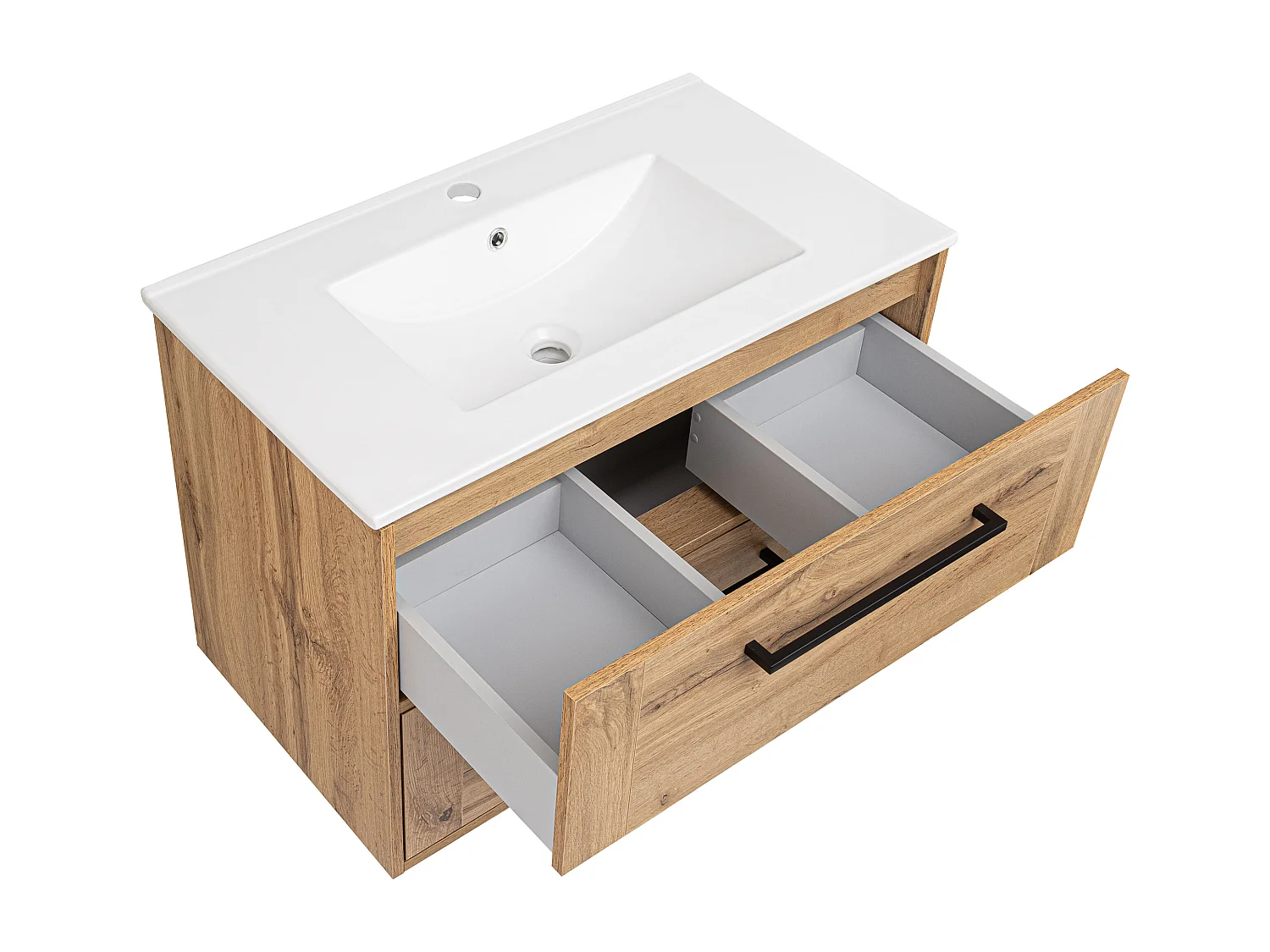 Ensemble de salle de bain 80 cm Vivien Chêne Wotan Colonne Armoire avec miroir