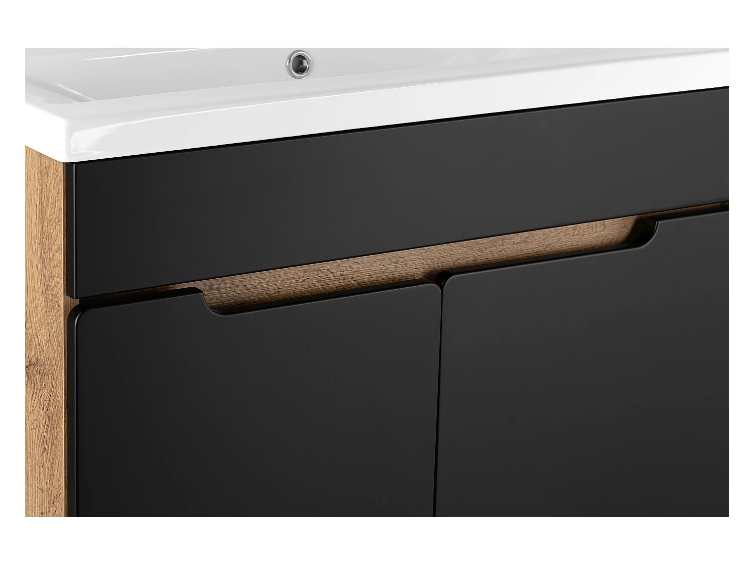 Badkamerset 80 cm Alma Halve kolom Eiken Wotan / Mat zwart