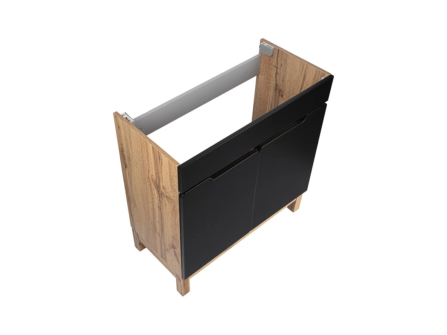 Badkamerset 80 cm Alma Halve kolom Eiken Wotan / Mat zwart