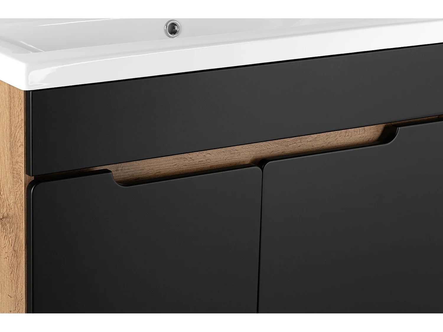 Badkamerset 80 cm Alma Halve kolom Eiken Wotan / Mat zwart