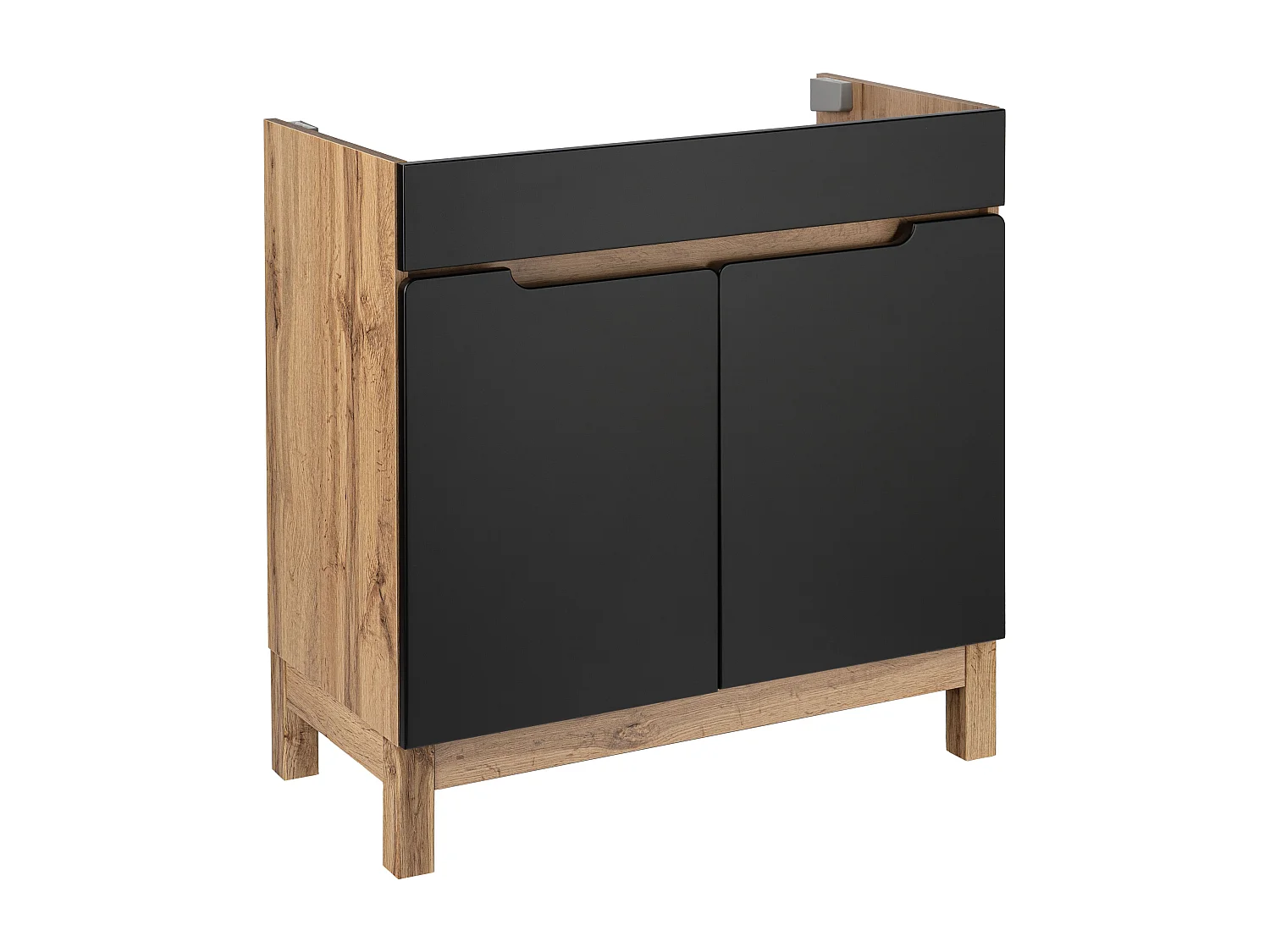 Badkamerset 80 cm Alma Halve kolom Eiken Wotan / Mat zwart