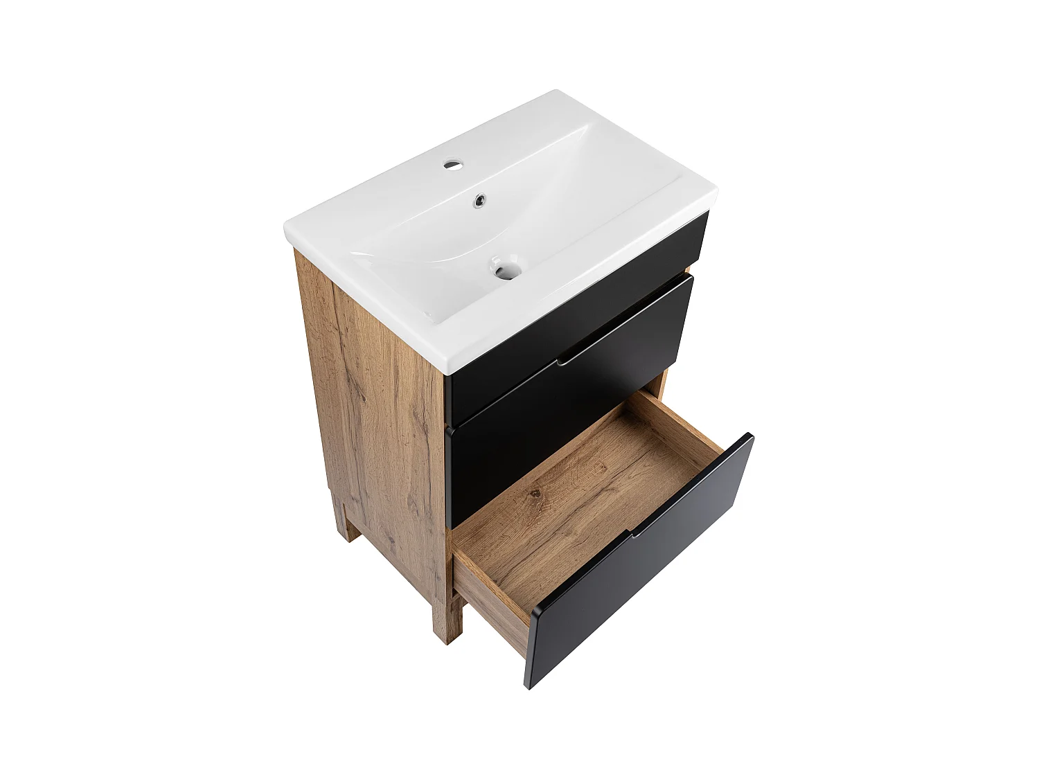 Ensemble de salle de bain 60 cm Alma Colonne Chêne Wotan / Noir mat