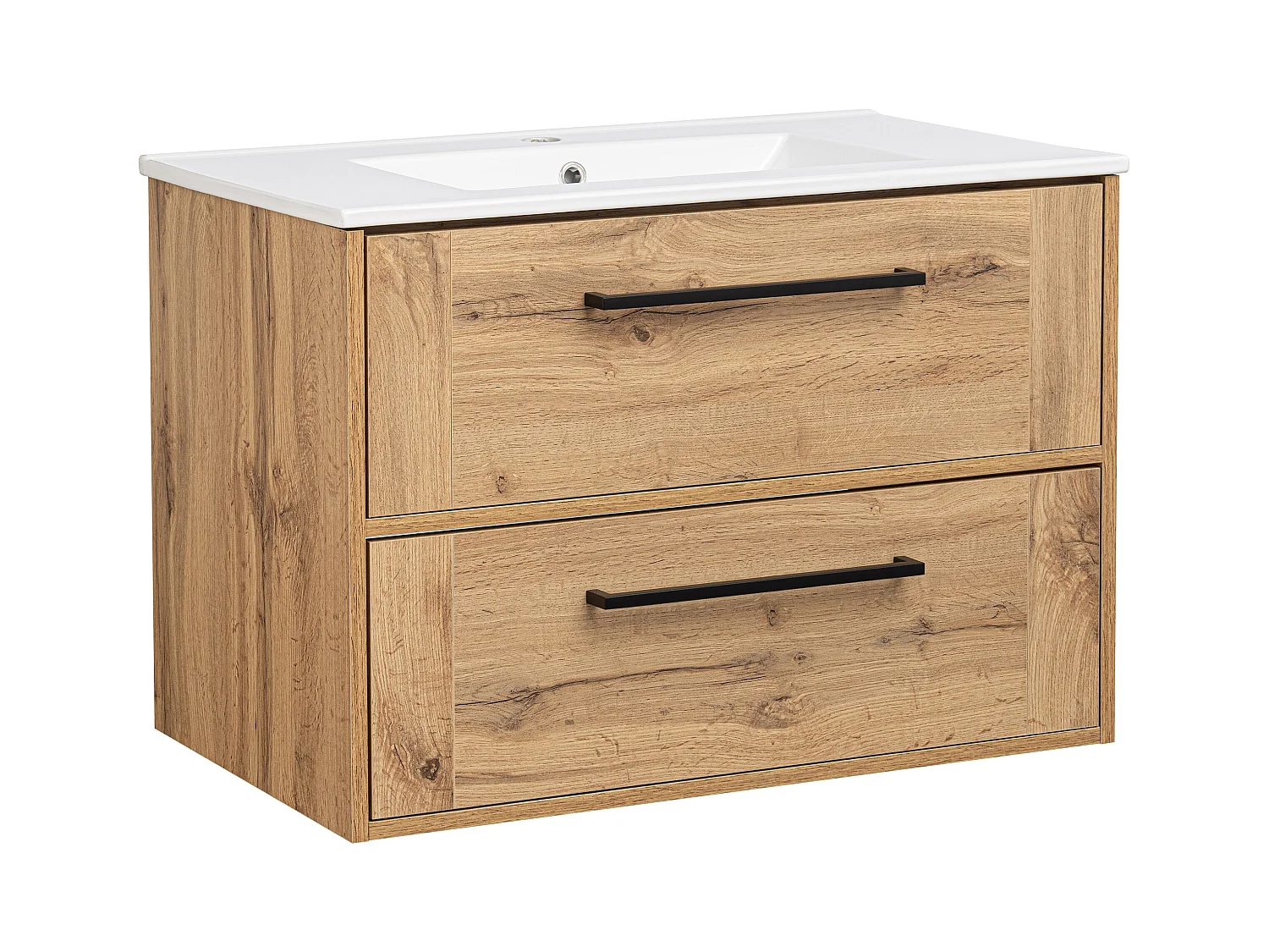 Badezimmerset 80cm Schrank mit Waschbecken Eiche Wotan Vivien