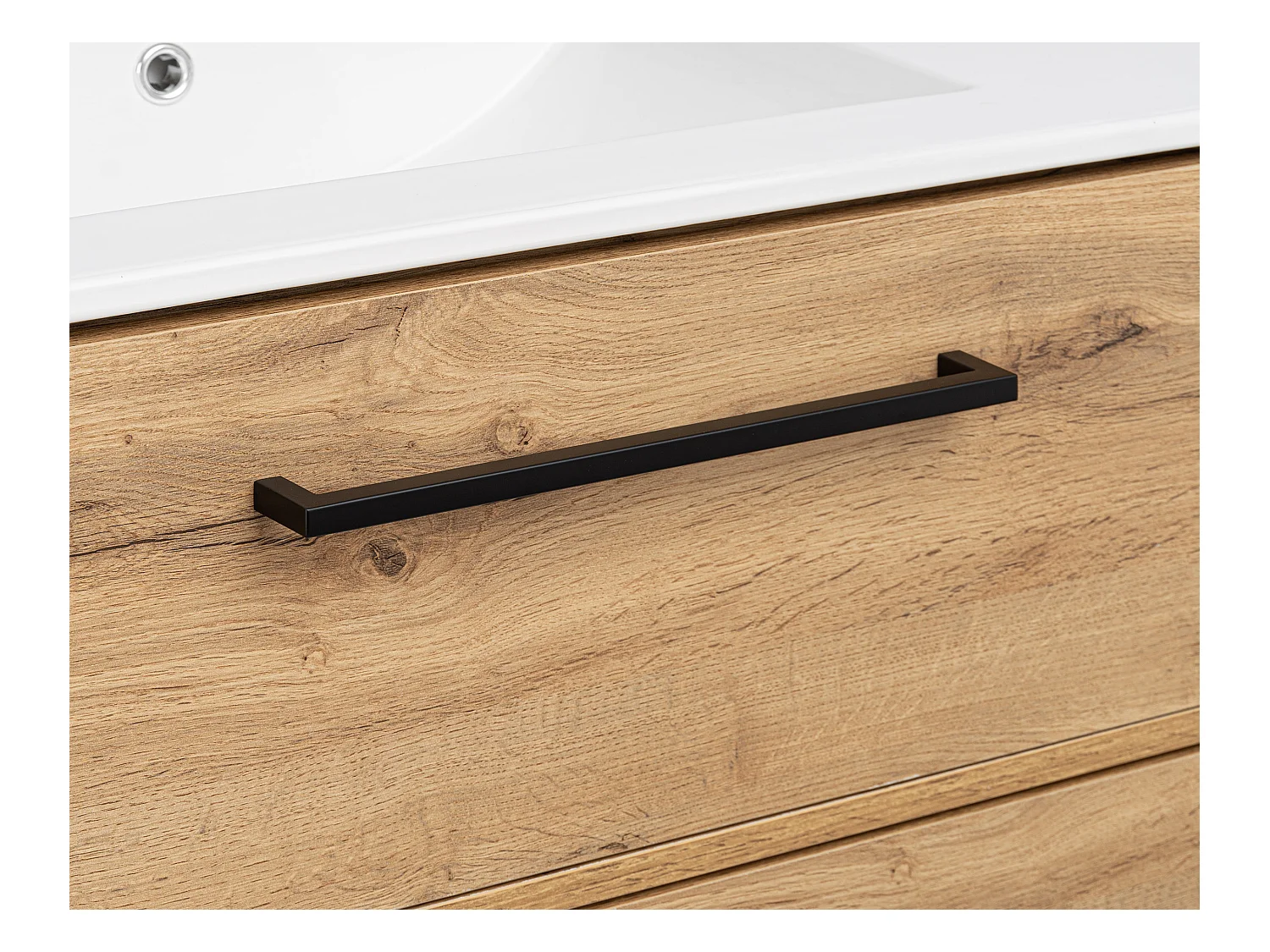 Badezimmerset 80cm Schrank mit Waschbecken Eiche Wotan Vivien