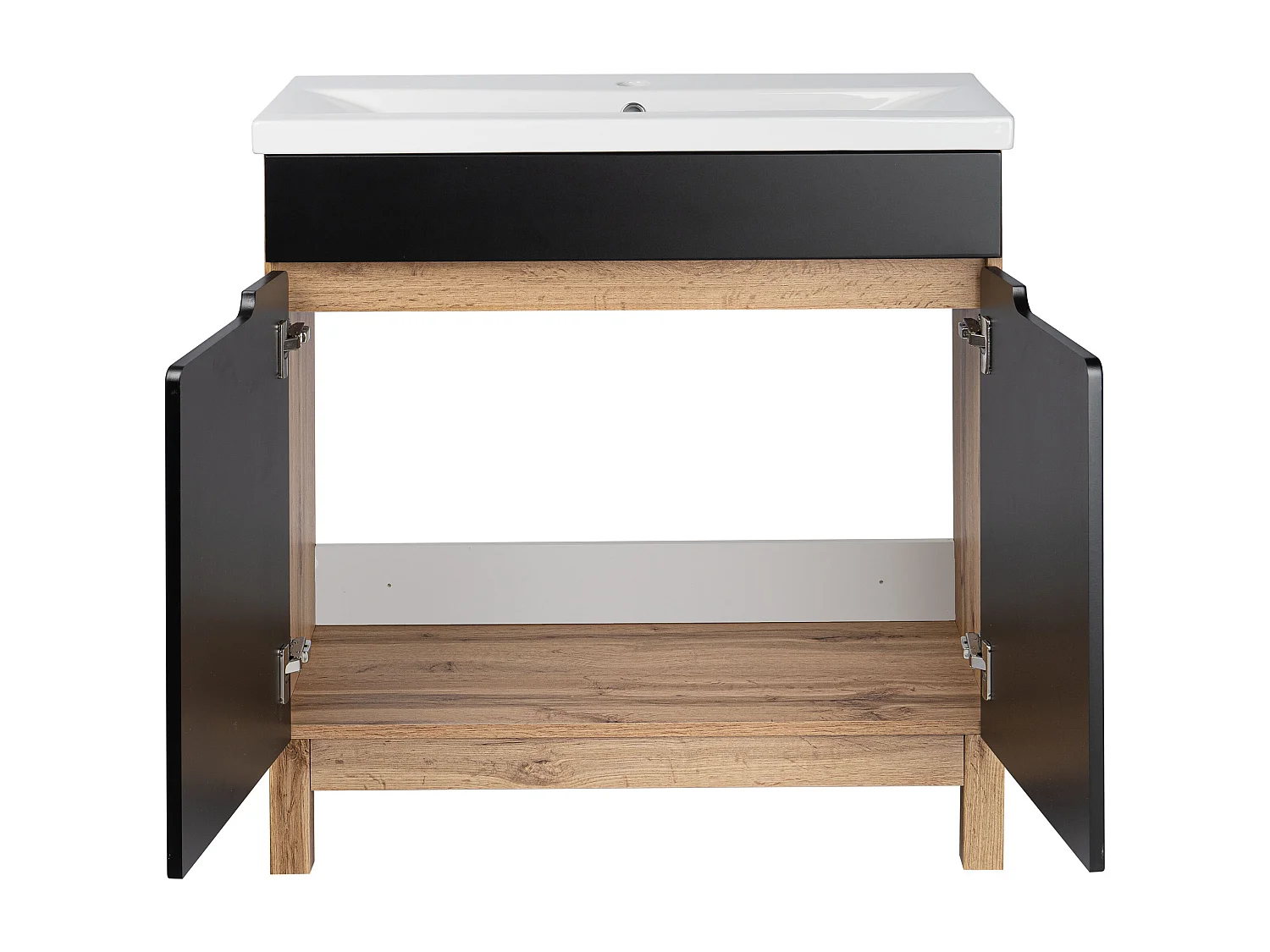 Ensemble de salle de bain sur pied Armoire avec lavabo 80 cm Chêne Wotan / Noir Alma