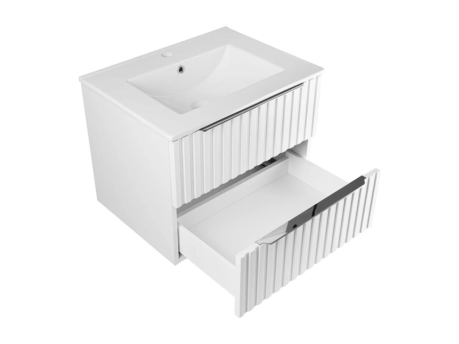 Ensemble de salle de bain 60 cm Façades rainurées Blanc Amy Colonne
