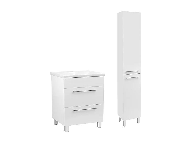 Ensemble de salle de bain blanc 60 cm Meuble avec lavabo Colonne Sol