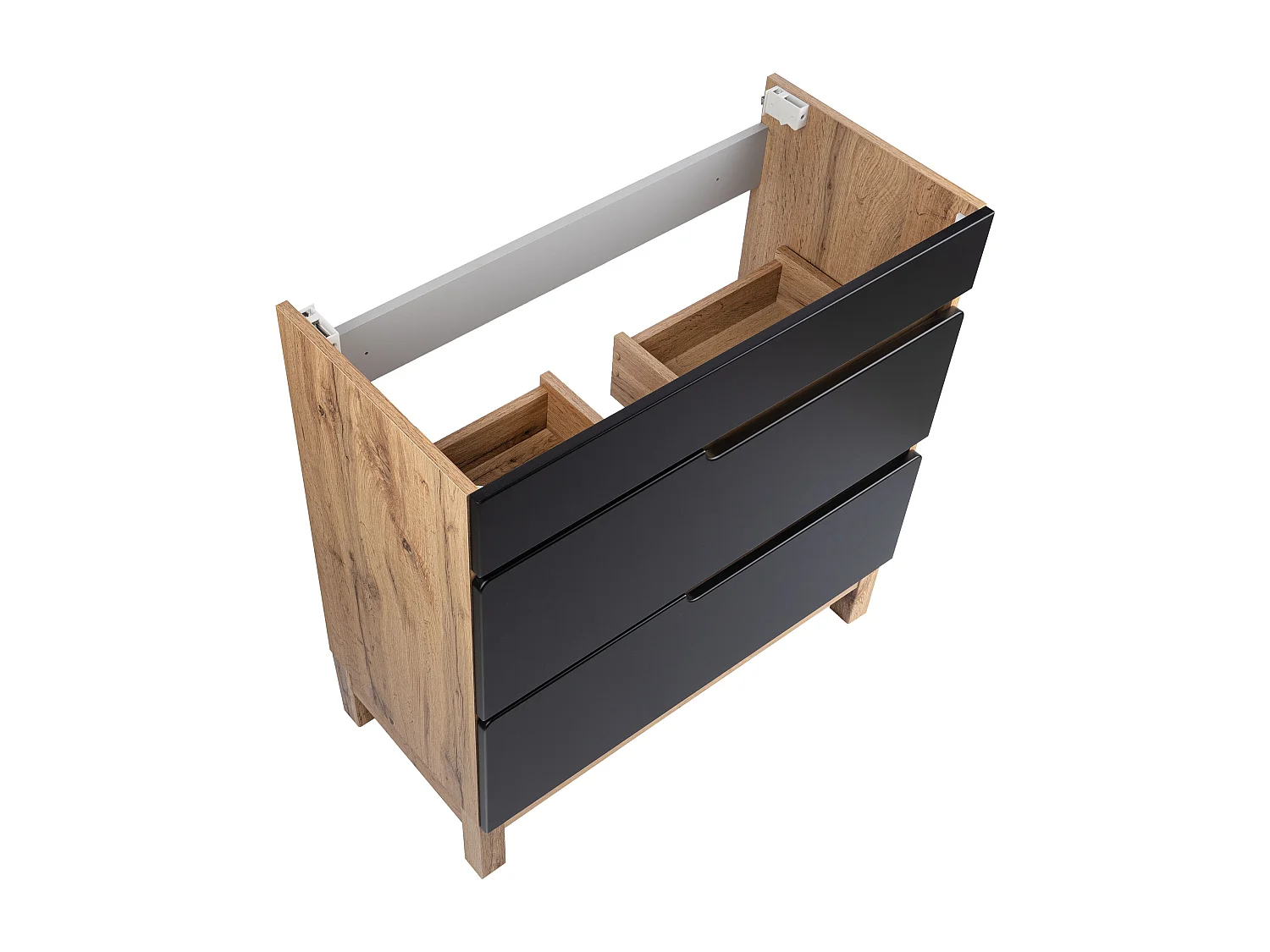 Ensemble de salle de bain sur pied Armoire avec lavabo 80 cm Chêne Wotan / Noir Alma