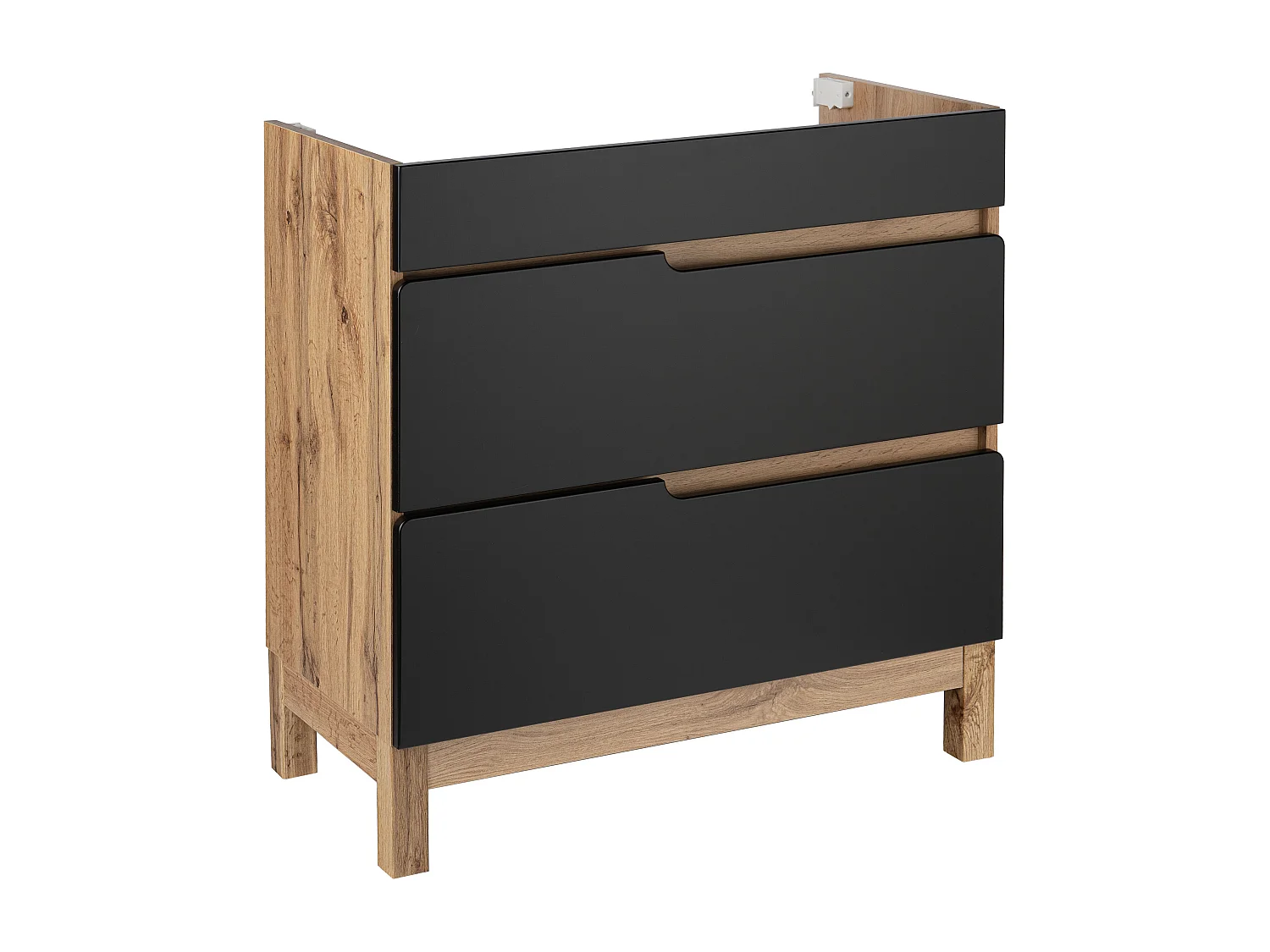Ensemble de salle de bain sur pied Armoire avec lavabo 80 cm Chêne Wotan / Noir Alma