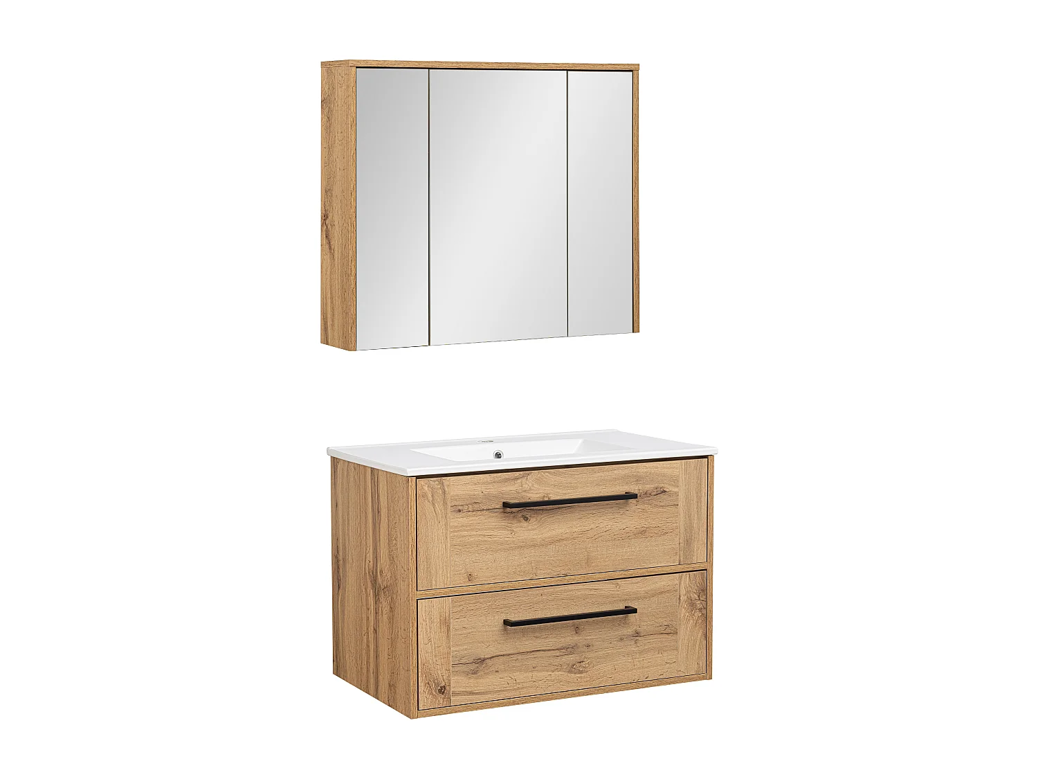 Ensemble de salle de bain 80 cm Vivien Chêne Wotan Armoire avec miroir