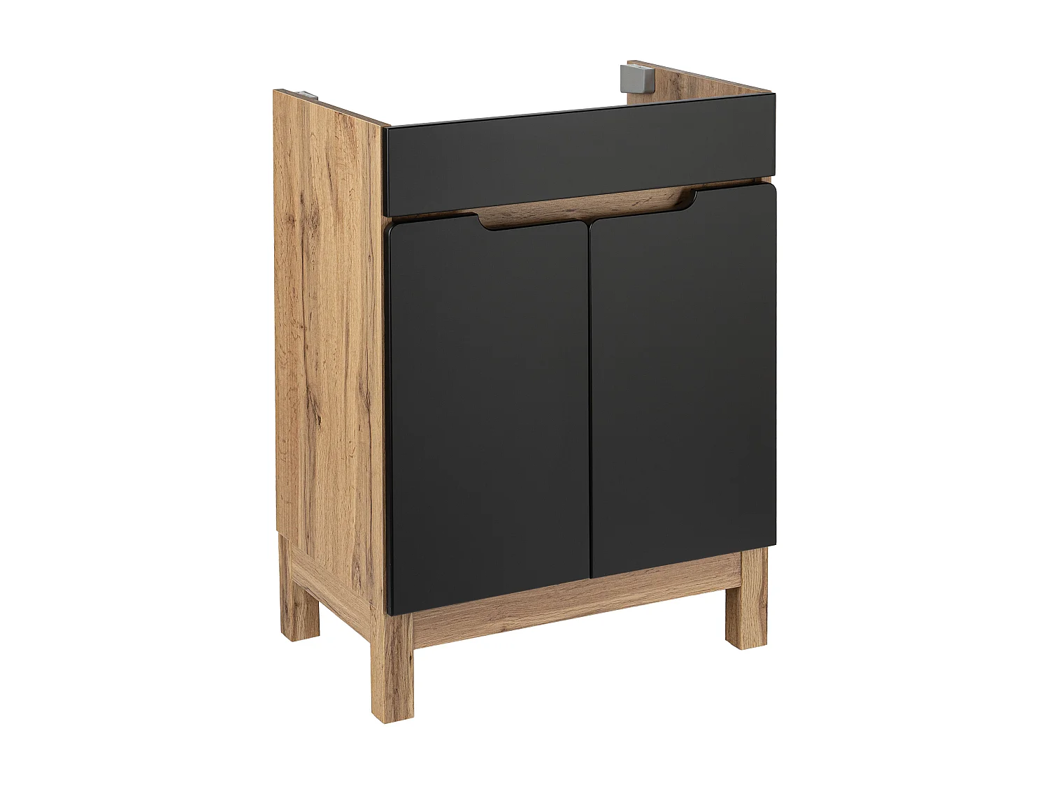 Ensemble de salle de bain sur pied Armoire avec lavabo 60 cm Chêne Wotan / Noir Alma
