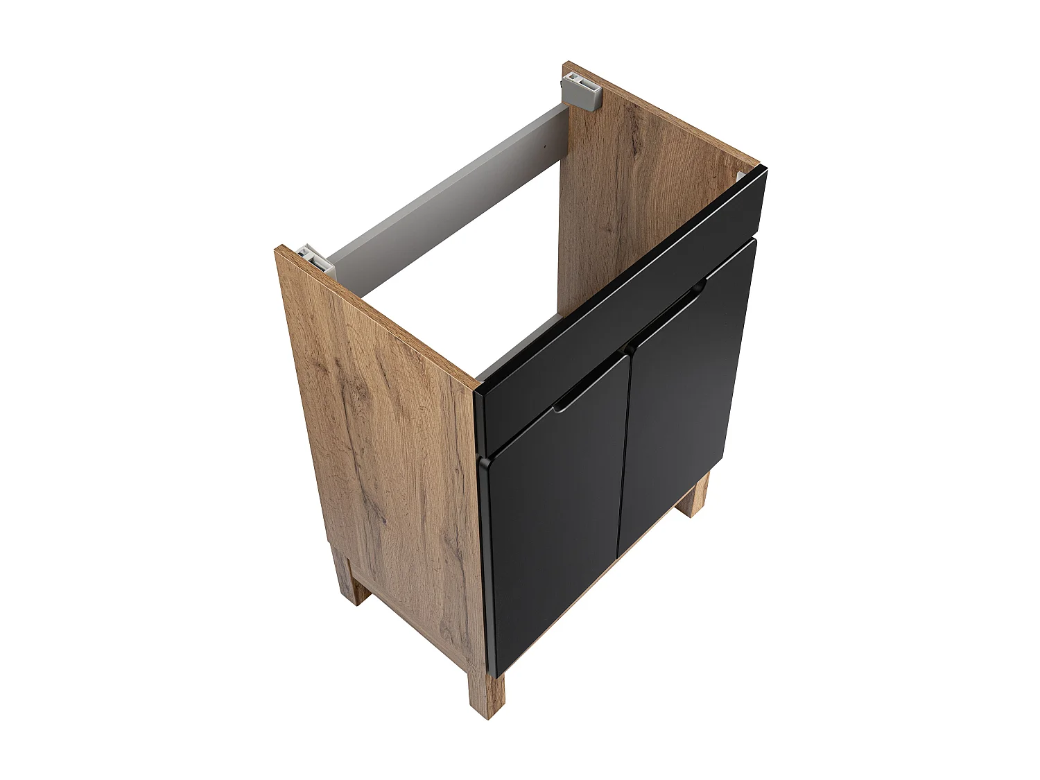Badkamerset staand kastje met wastafel 60 cm eiken Wotan / zwart Alma