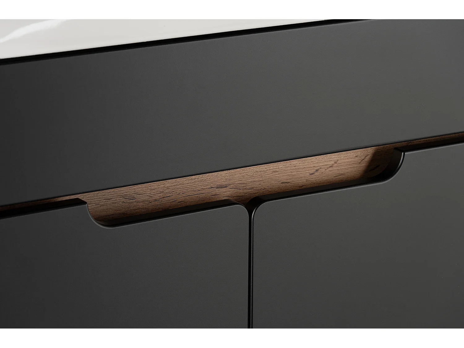 Ensemble de salle de bain 60 cm Alma Colonne Armoire avec miroir Chêne Wotan / Noir mat