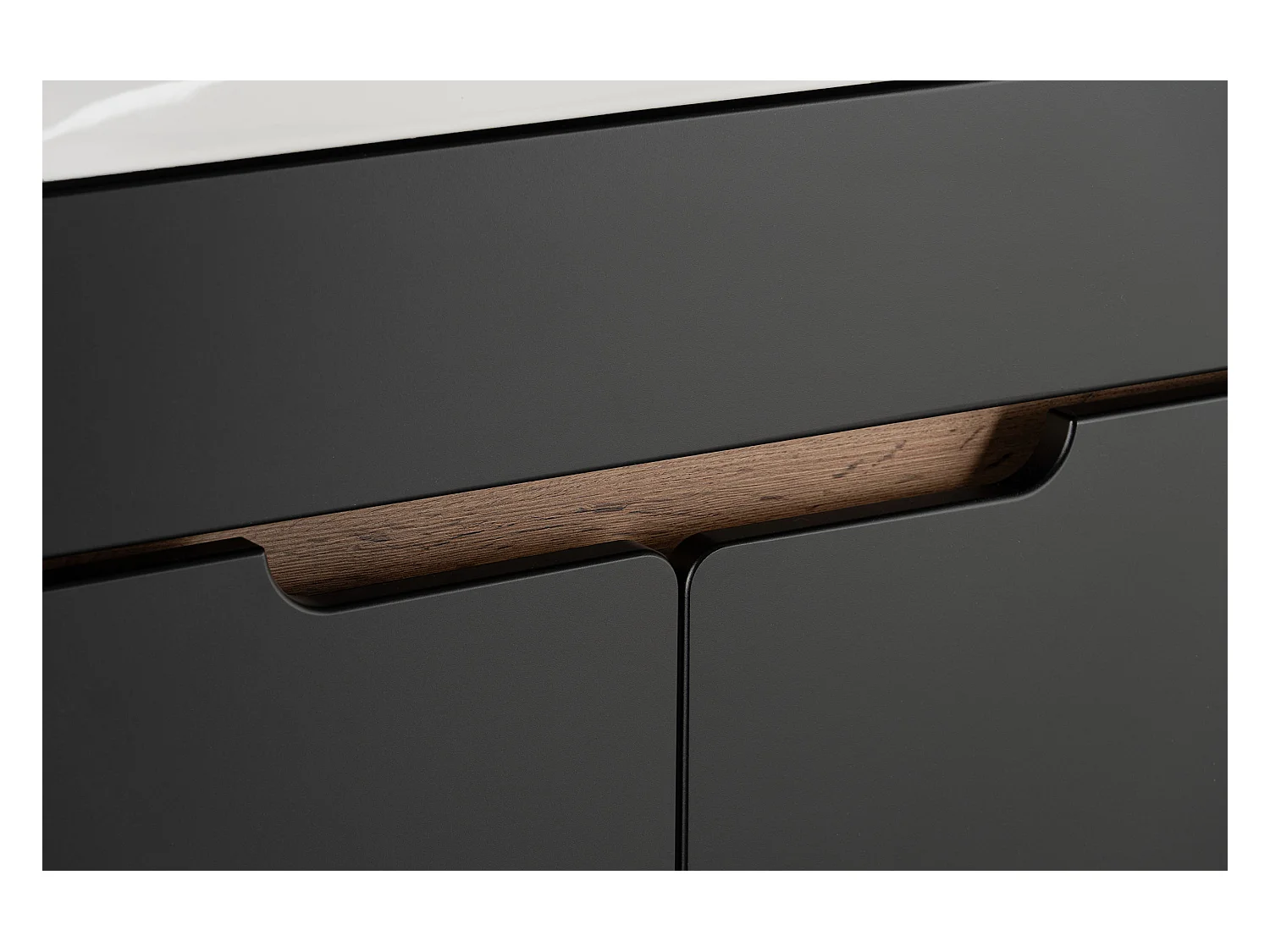 Ensemble de salle de bain 60 cm Alma Armoire avec miroir Chêne Wotan / Noir mat